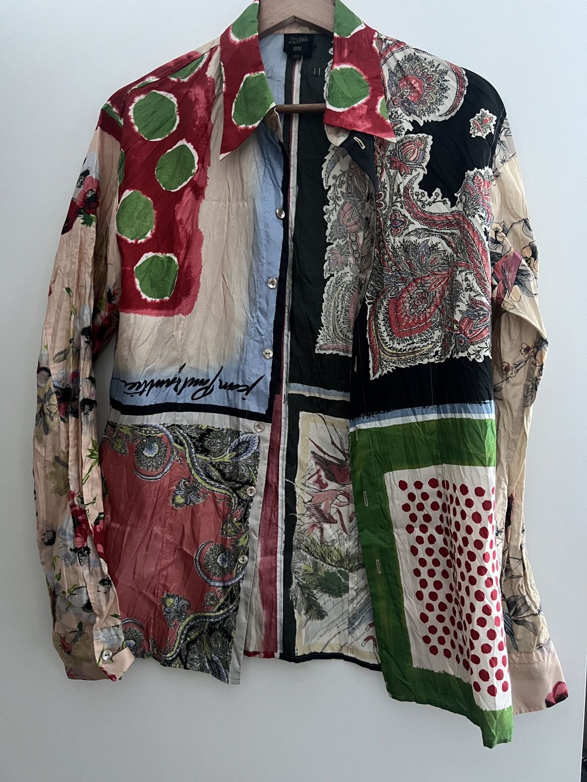 Jean Paul Gaultier Jean-Paul GAULTIER HOMME Scarf Print Wrinkled Shirt Size US M / EU 48-50 / 2 - 1 Thumbnail