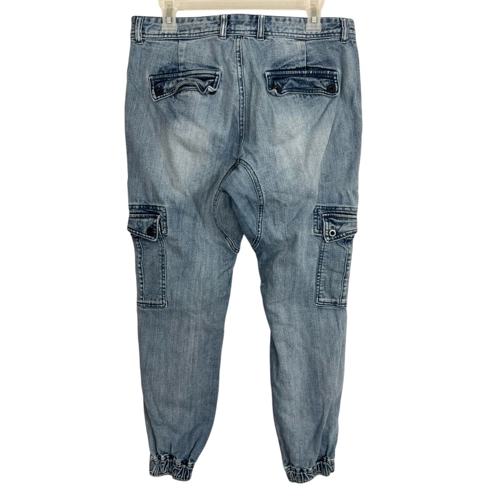 Empyre Empyre Men's Jeans Size 30 x 28 Denim Cargo Joggers Size US 30 / EU 46 - 2 Thumbnail