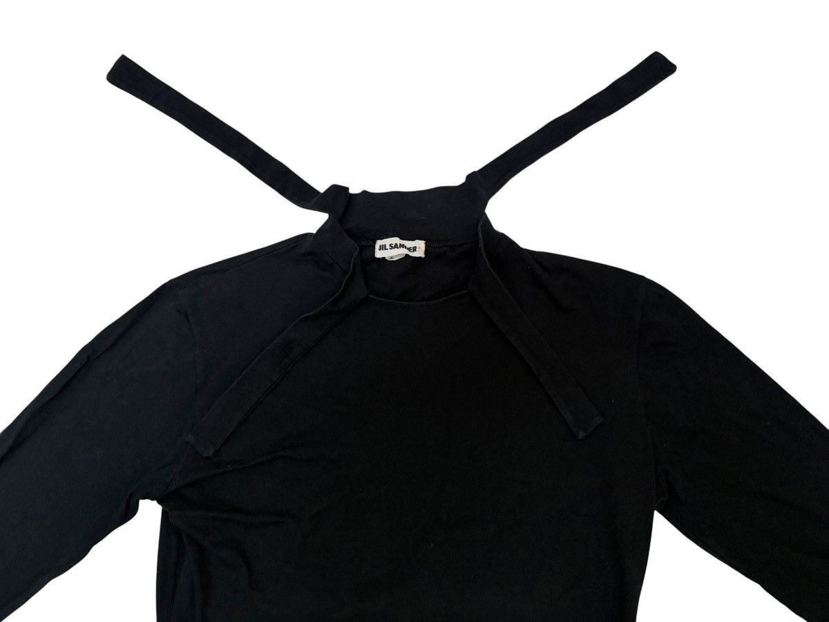 Jil Sander JIL SANDER BLACK TIE NECK LS MINIMALIST NOIR BLACK TOP 🇮🇹 Size M / US 6-8 / IT 42-44 - 3 Thumbnail
