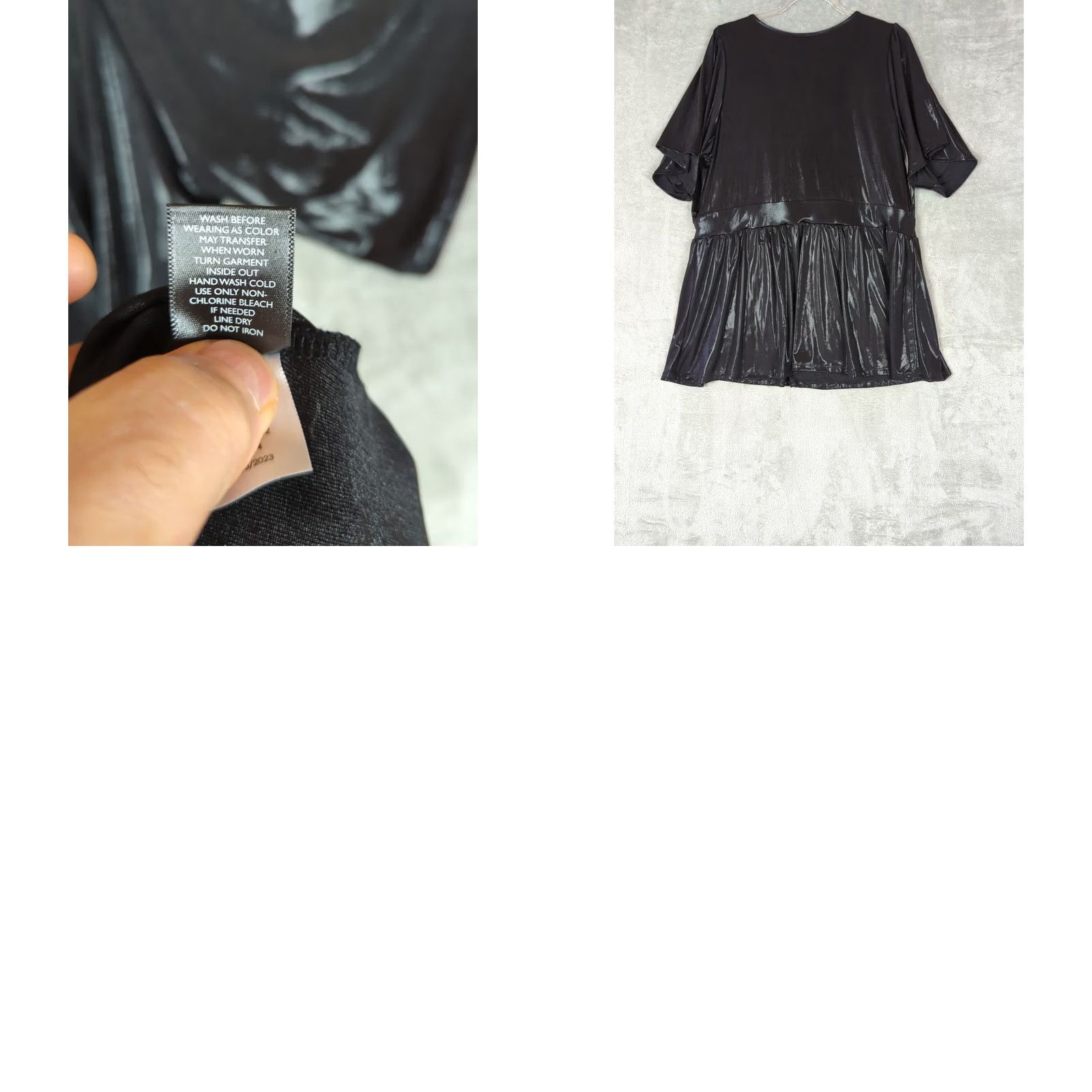 Torrid Torrid Blouse 3X V-Neck Surplice Peplum Top Flutter Sleeve Black Solid Knit Polyester Spandex Holiday Party Womens Size XXL / US 16-18 / IT 52-54 - 8 Thumbnail