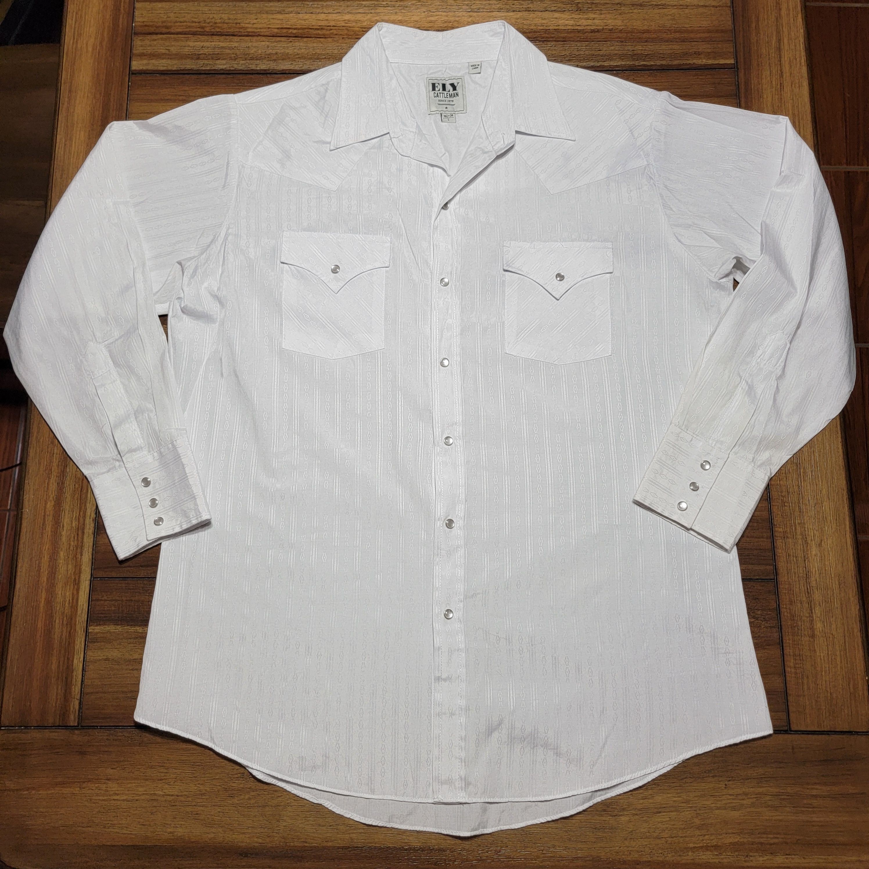 Other Ely Cattleman Pearl Snaps LS Western - Large (16 1/2 x 34) Size US L / EU 52-54 / 3 - 1 Thumbnail