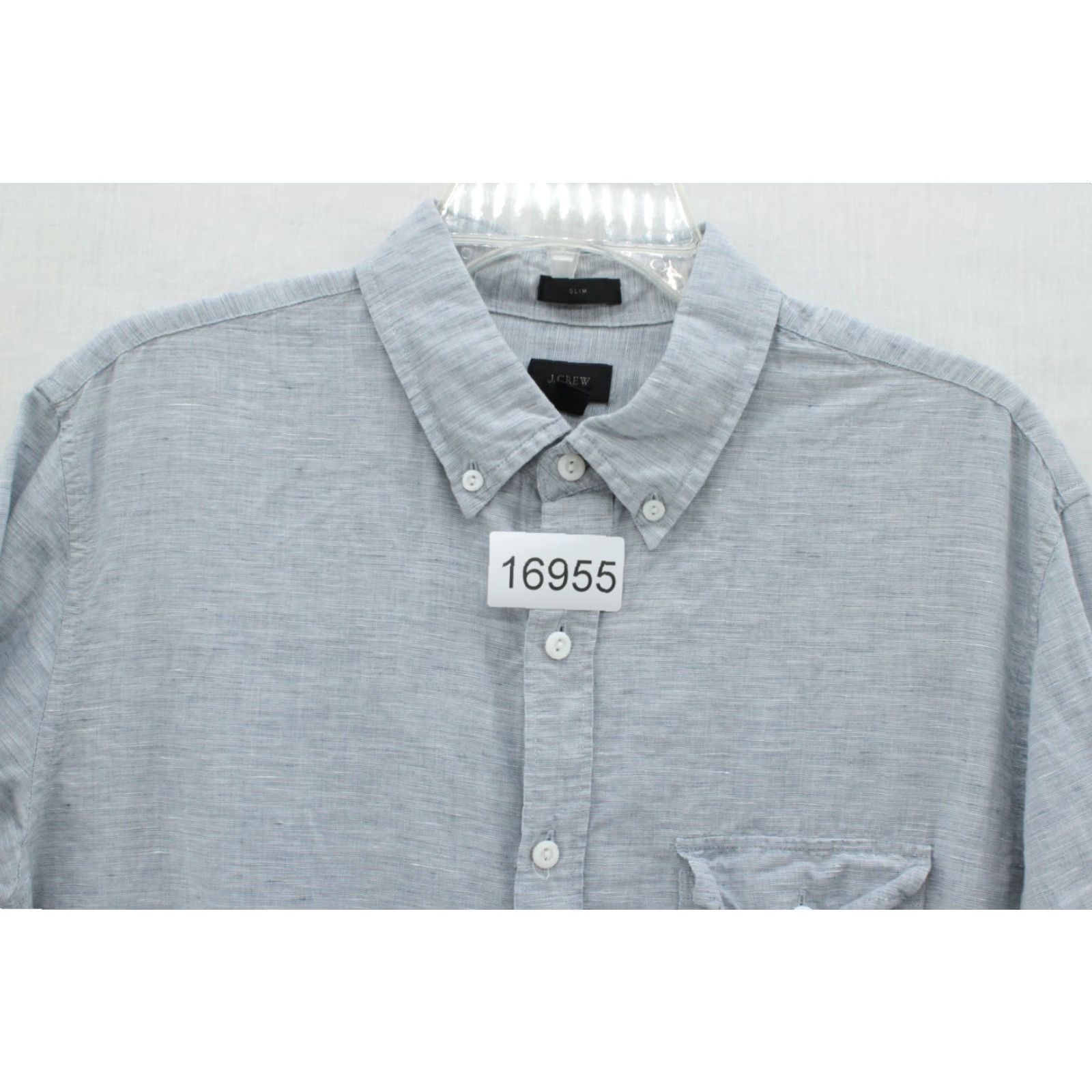 J.Crew J.CREW Shirt Mens Size Large Long Sleeve Gray Irish Linen Slim Fit Size US L / EU 52-54 / 3 - 6 Thumbnail