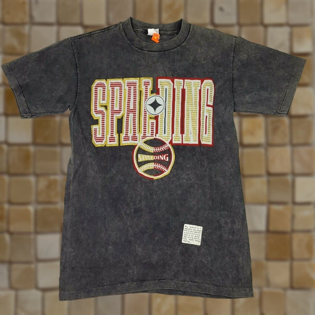 Spalding VINTAGE Spalding Gray Acid Dye Men's M Puff Print Baseball T Shirt Size US M / EU 48-50 / 2 - 1 Thumbnail