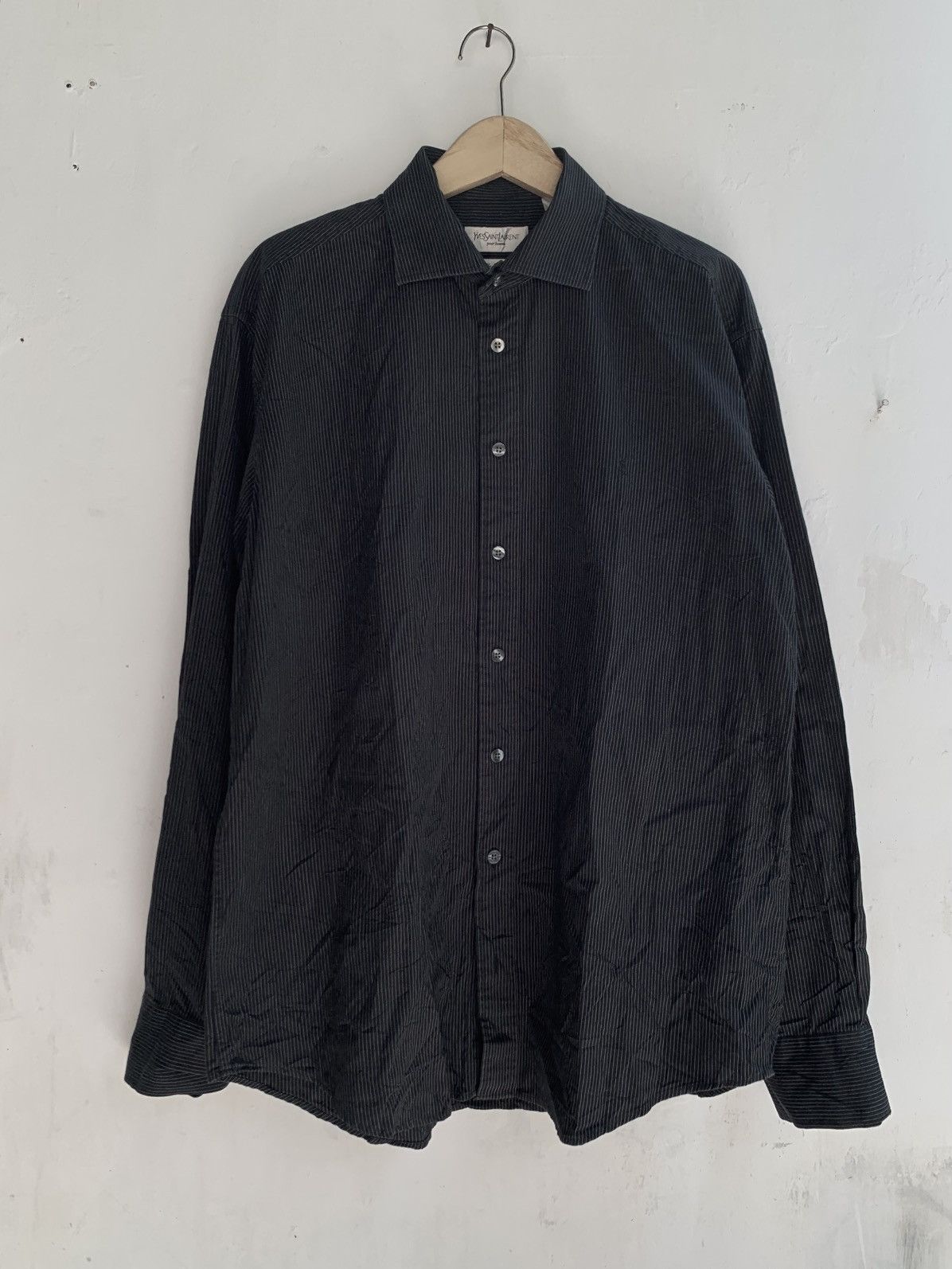 Vintage Vintage yves saint laurent pour homme black pin striped Size US L / EU 52-54 / 3 - 1 Thumbnail