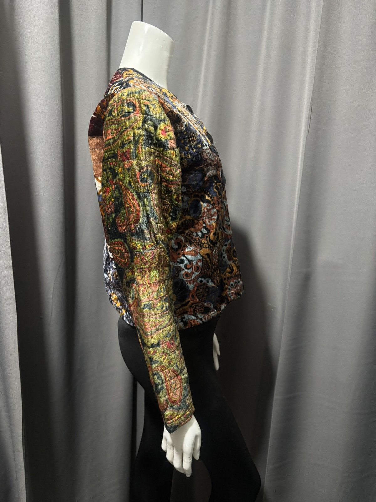 Vintage 1980s El-saad Copenhagen Indian Tapestry Velvet Jacket Size M / US 6-8 / IT 42-44 - 2 Thumbnail