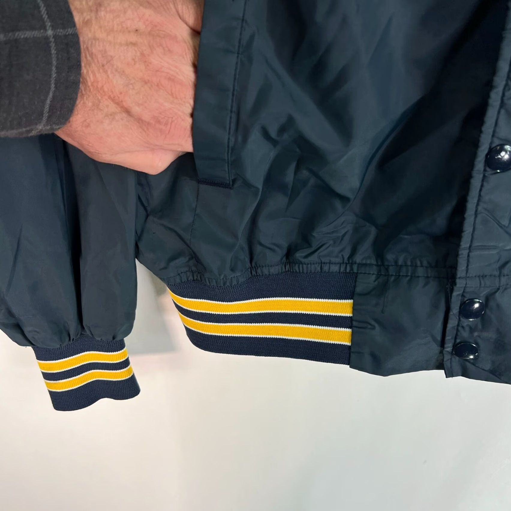 Chalk Line VINTAGE Chalk Line Windbreaker Jacket Mens XL Black Button USA 80s Satin Lined Jacket Mid-Length Chest 54 Size US XL / EU 56 / 4 - 3 Thumbnail
