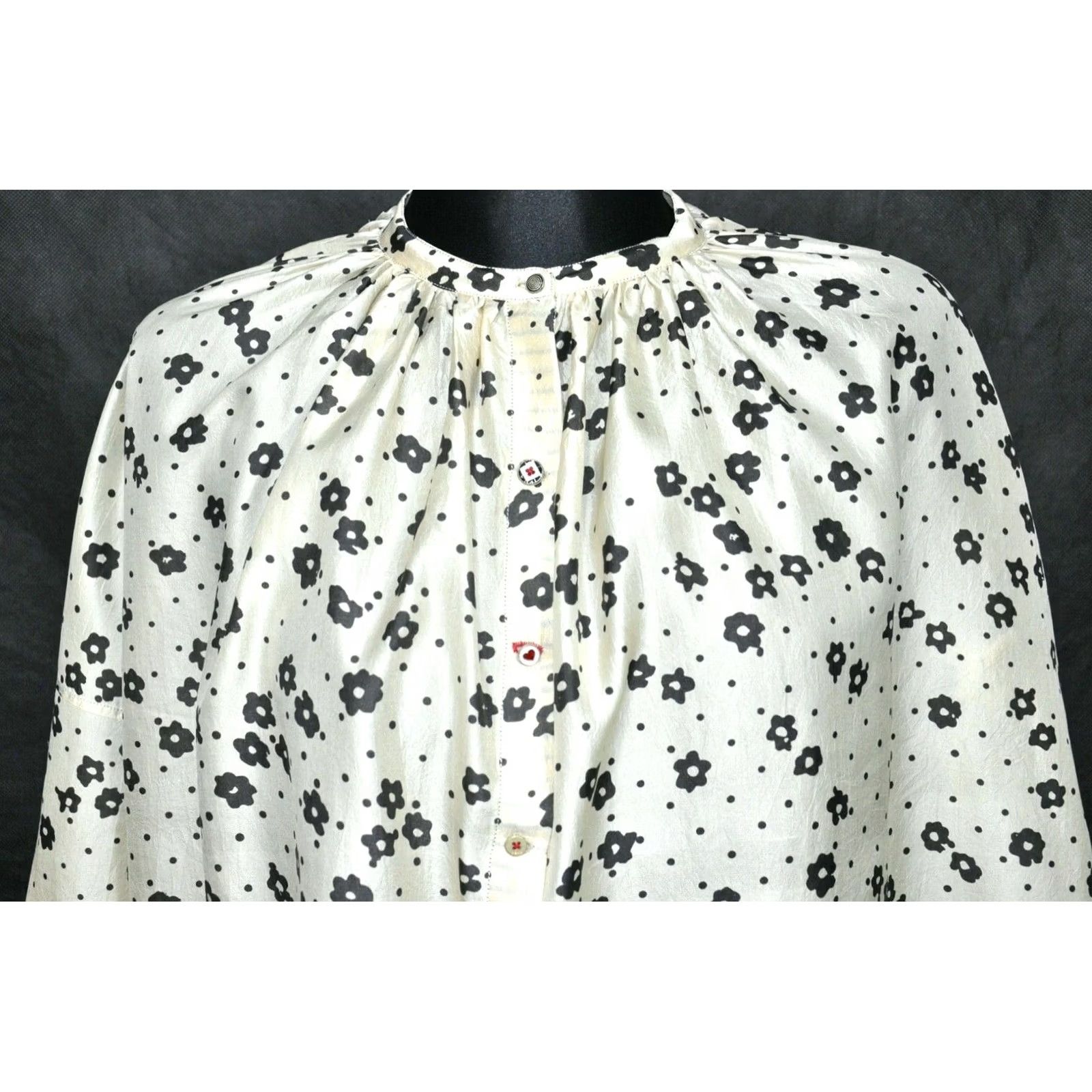 Roper PERO 100% SILK Blouse Flower Women's Size 38 Multicolor Floral Round Neck Long Sleeve Modern Blouse Womens Size XS / US 0-2 / IT 36-38 - 2 Thumbnail