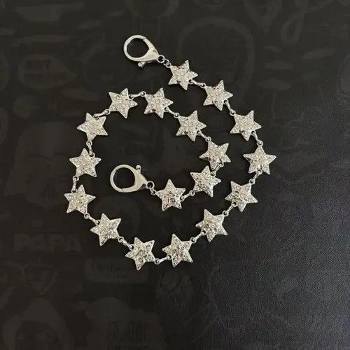 Jewelry Silver Star Chain Wallet Keychain, Punk Style Accessory Size ONE SIZE - 4 Thumbnail