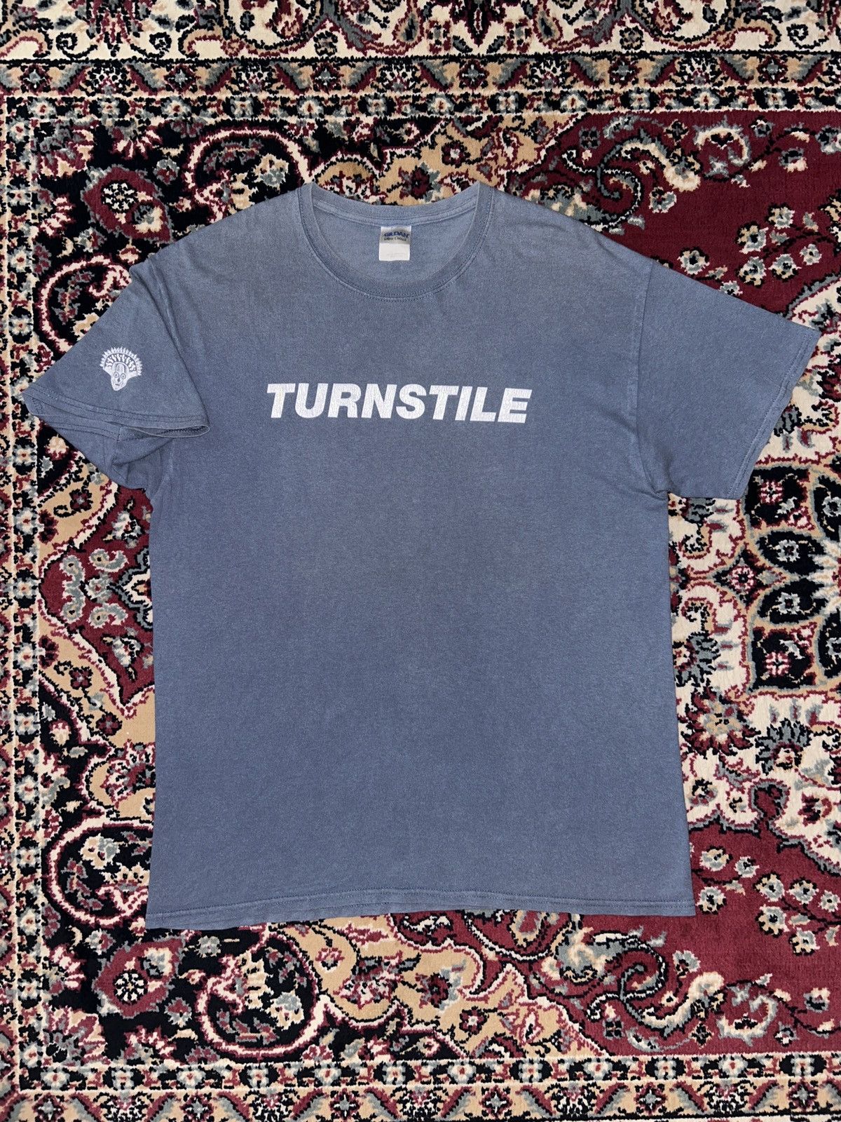image of Band Tees x Gildan Very OG Turnstile Nonstop Feeling in Blue Grey, Men's (Size Large)