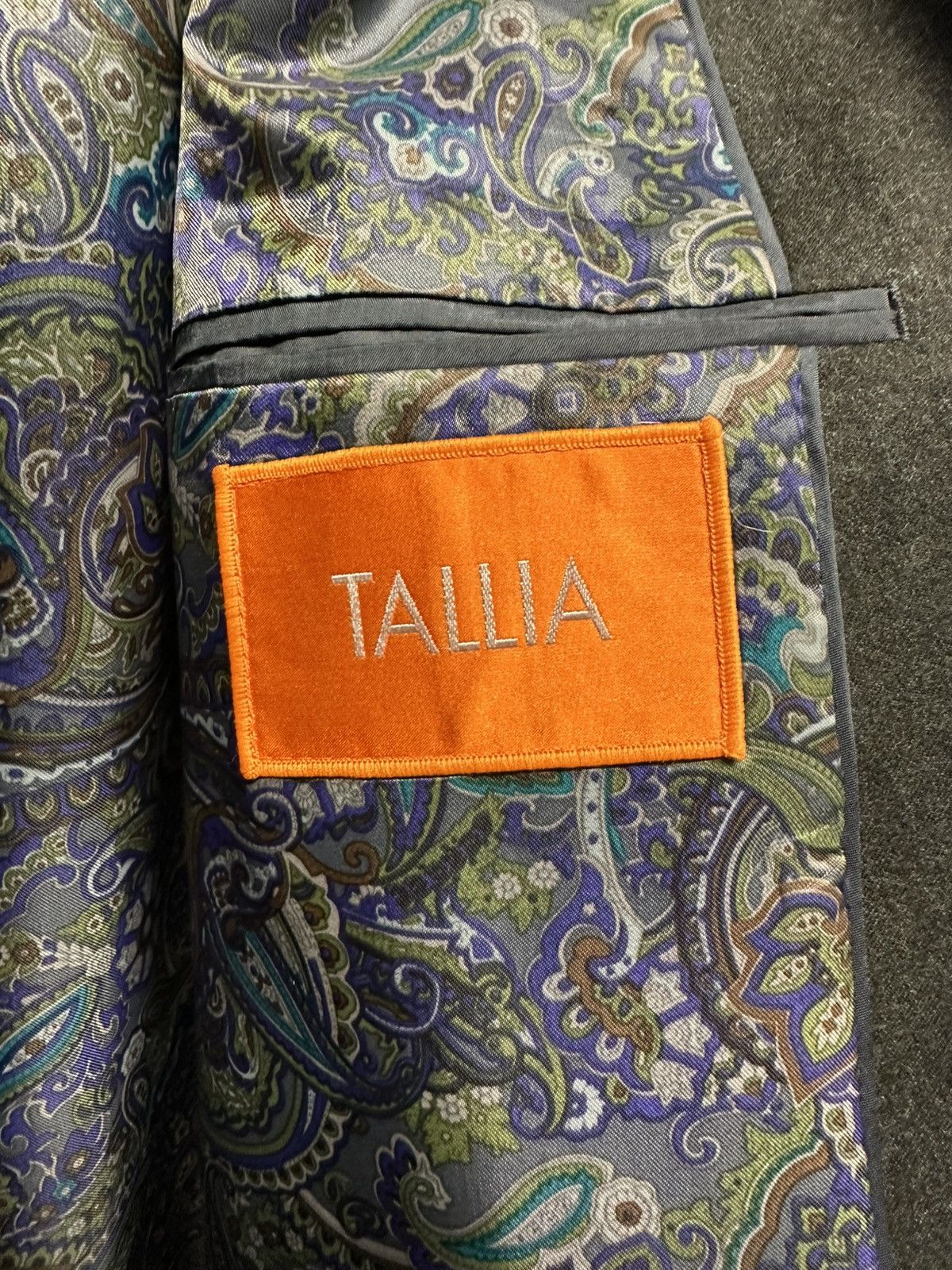 Tallia Tallia Uomo Wool Cashmere Blazer Paisley Lining Gray - 46L Size 46L - 6 Thumbnail