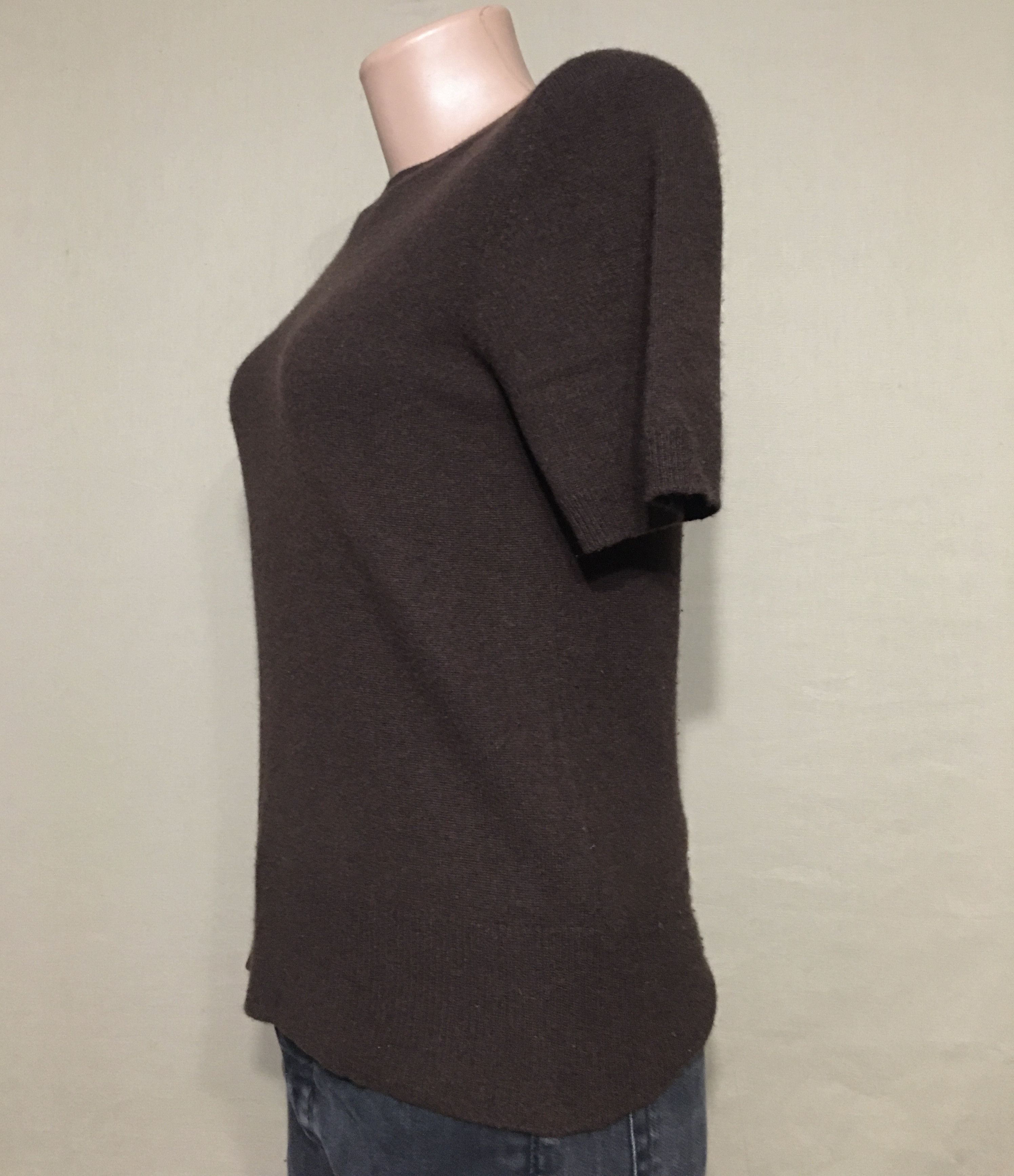Pringle Of Scotland Pringle of Scotland Cashmere Brown Short Sleeve Jumper Top Size S / US 4 / IT 40 - 3 Thumbnail