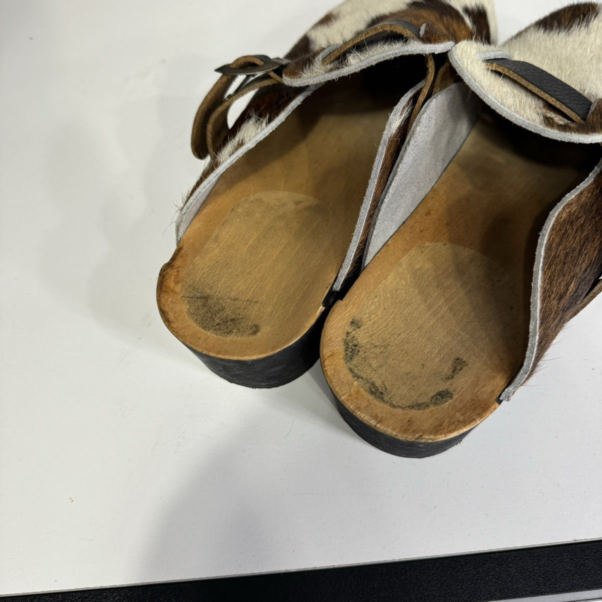 Leather Vintage Wooden Sole Clogs with Genuine Cowhide Leather Upper Size US 8 / EU 41 - 5 Thumbnail