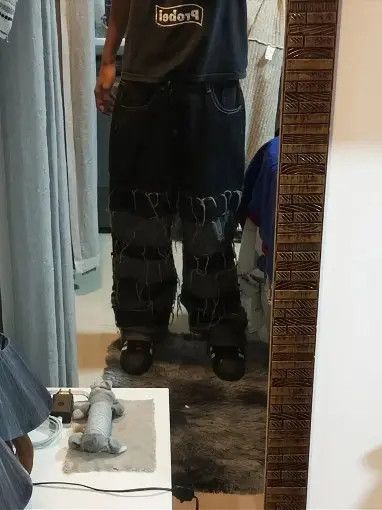 Designer × Japanese Brand Jeans Patchwork Darkwear Size US 30 / EU 46 - 4 Thumbnail