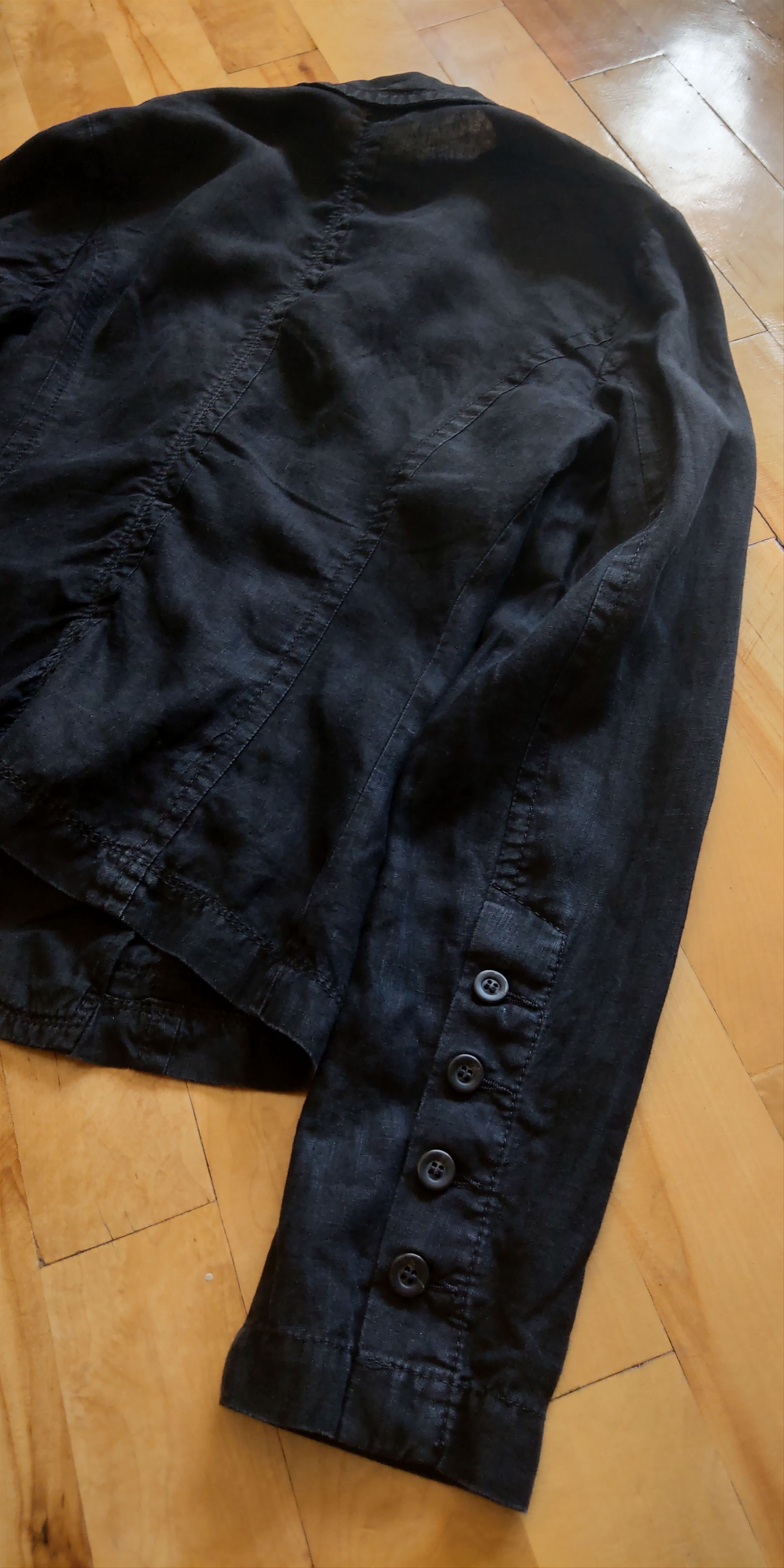 Vintage 100% Linen Jacket Noir Blazer Darkfashion Alt Goth Emo Witch Size M / US 6-8 / IT 42-44 - 10 Thumbnail