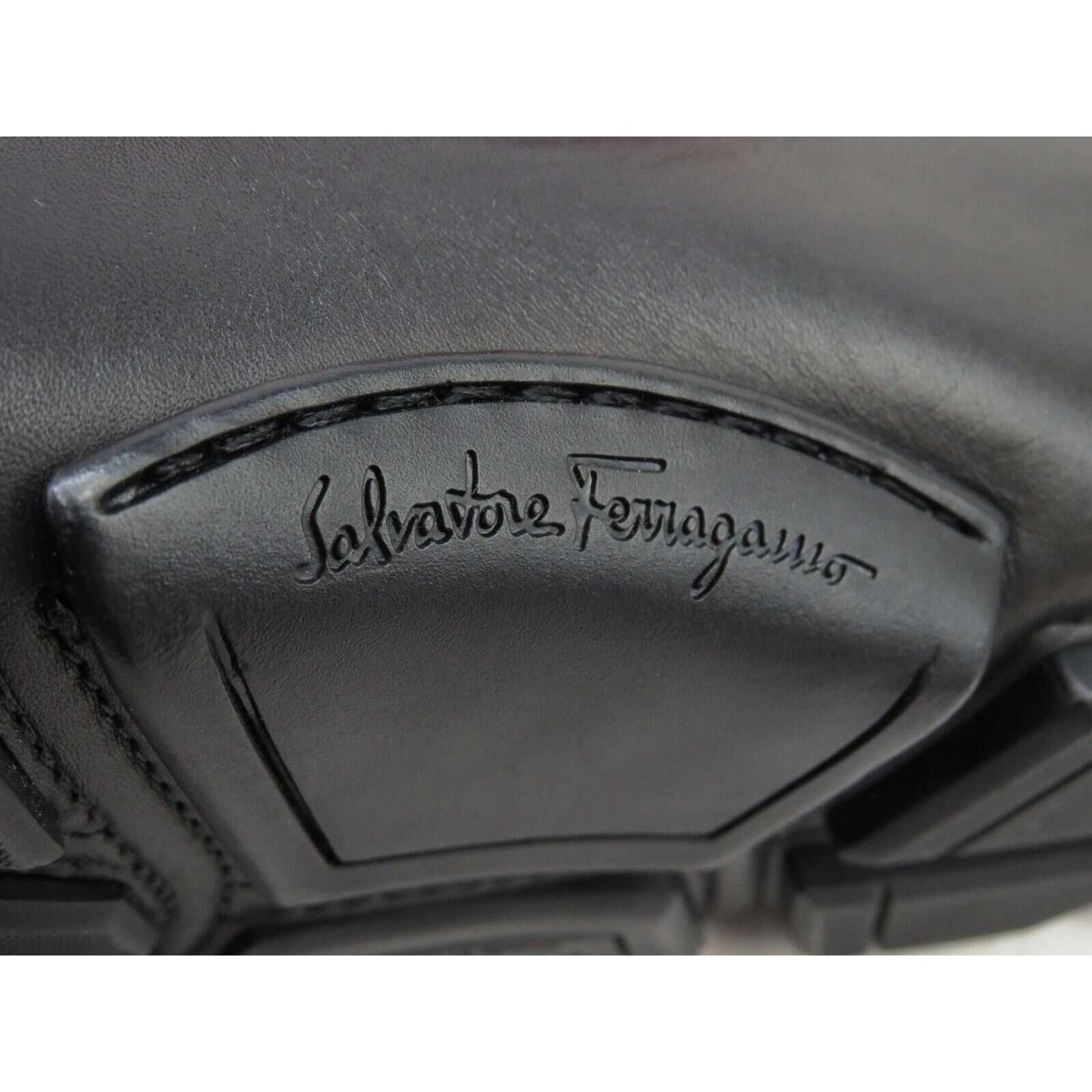 Salvatore Ferragamo FERRAGAMO PETER BLACK LEATHER LOGO DRIVING LOAFERS 8.5 EE Size US 9.5 / EU 42-43 - 7 Thumbnail