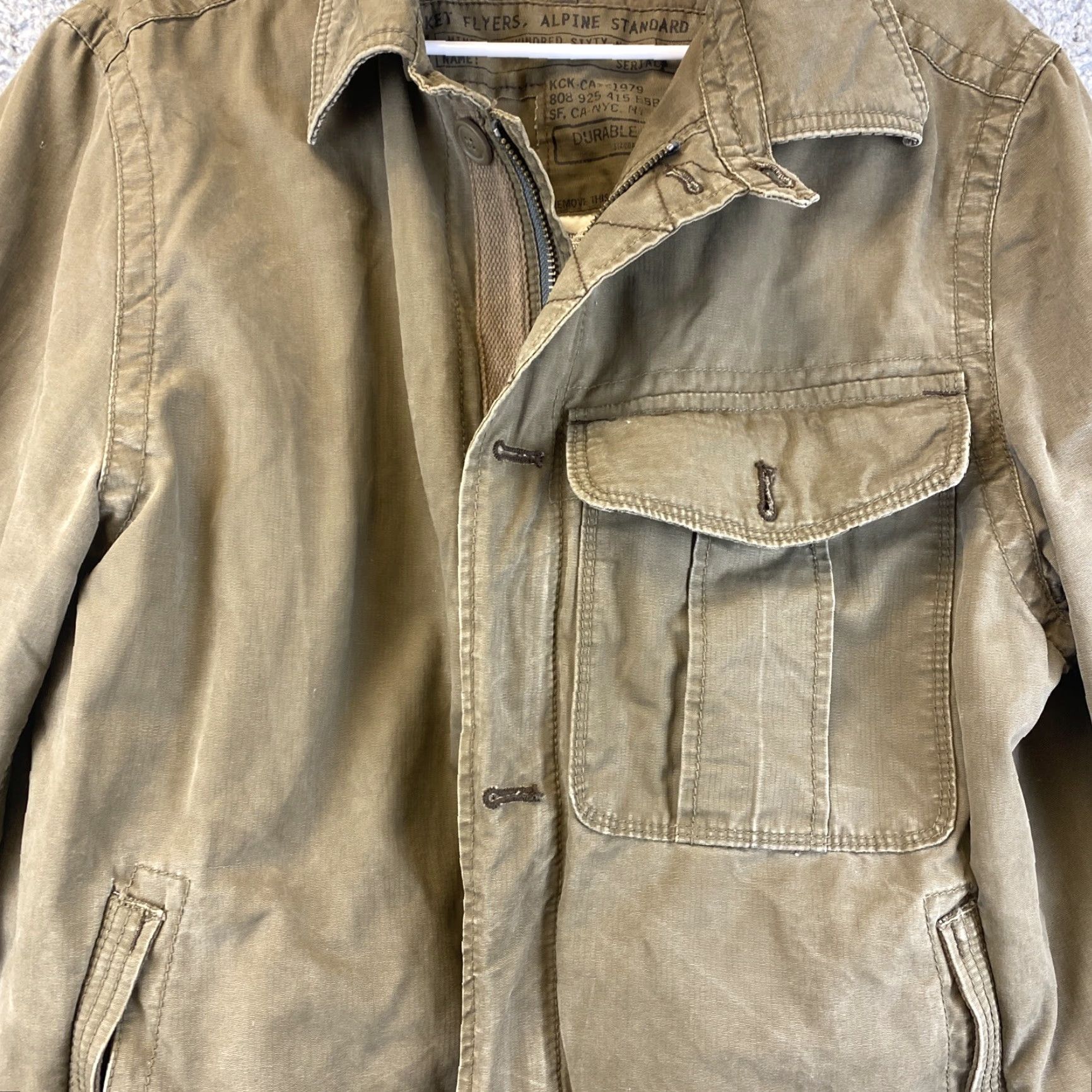 Olive VINTAGE Jacket Flyers Military Jacket Men Large Olive Green Casual Winter 80s Durable Flyer's Jacket Size US L / EU 52-54 / 3 - 2 Thumbnail