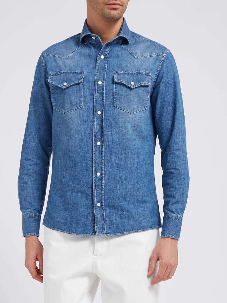 Brunello Cucinelli o1w1db10924 Shirt in Open Blue Size US XXL / EU 58 / 5 - 1 Preview