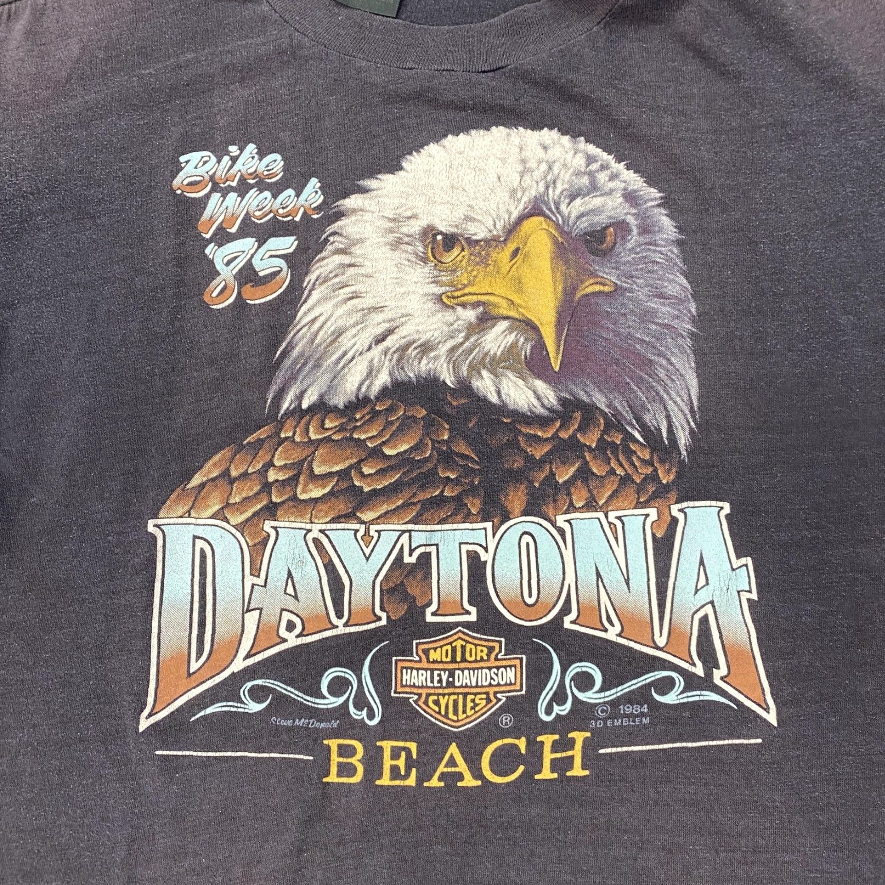Harley Davidson VINTAGE Harley-Davidson Shirt Men Large Black 80s Graphic Print 3D Emblem Daytona Bike Week Humble Mens Size US L / EU 52-54 / 3 - 4 Thumbnail