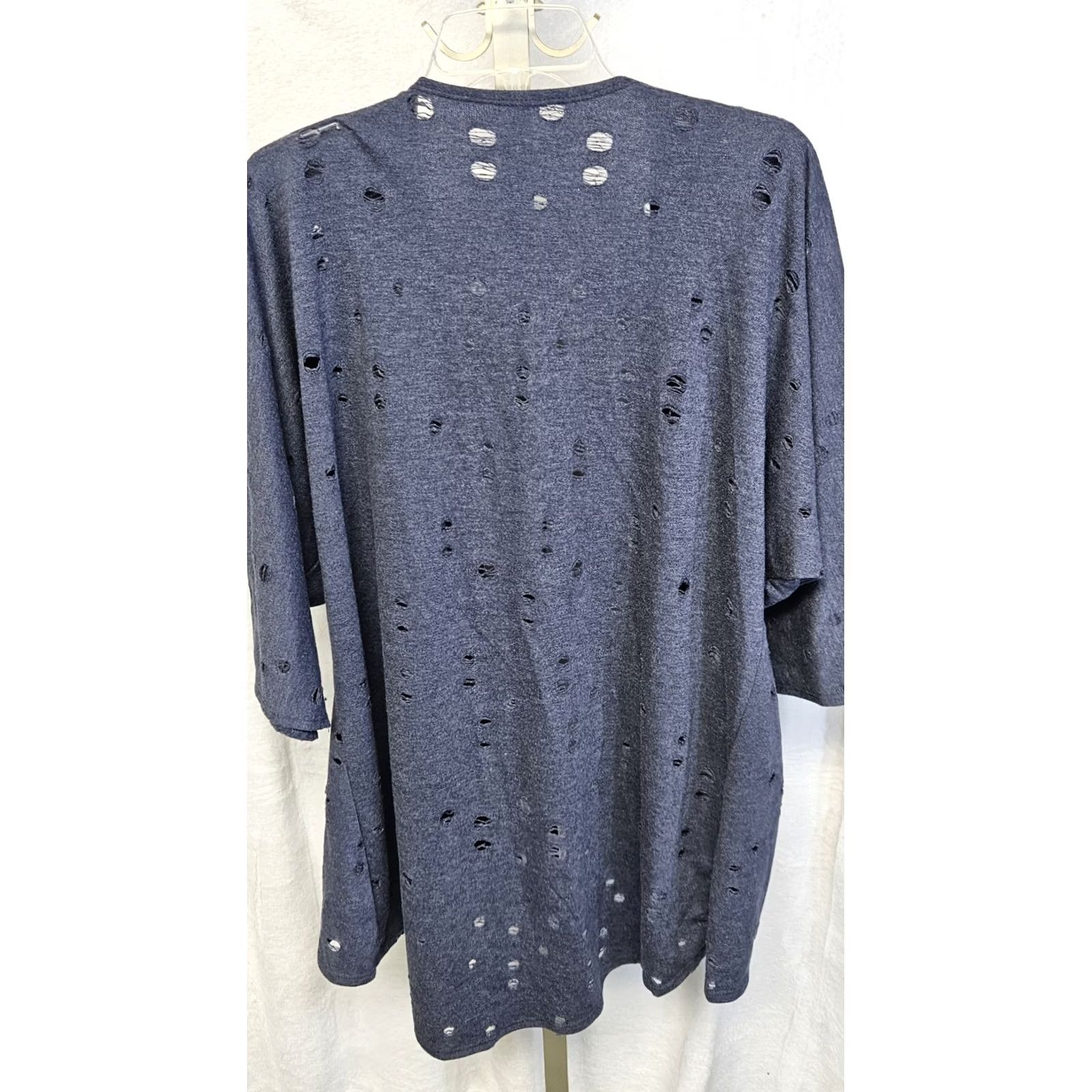 Vintage Distressed Open Front Cardigan Kimono Wrap Lightweight Knit Made In USA Size SM Gray Holes Sweater Women Size S / US 4 / IT 40 - 3 Thumbnail