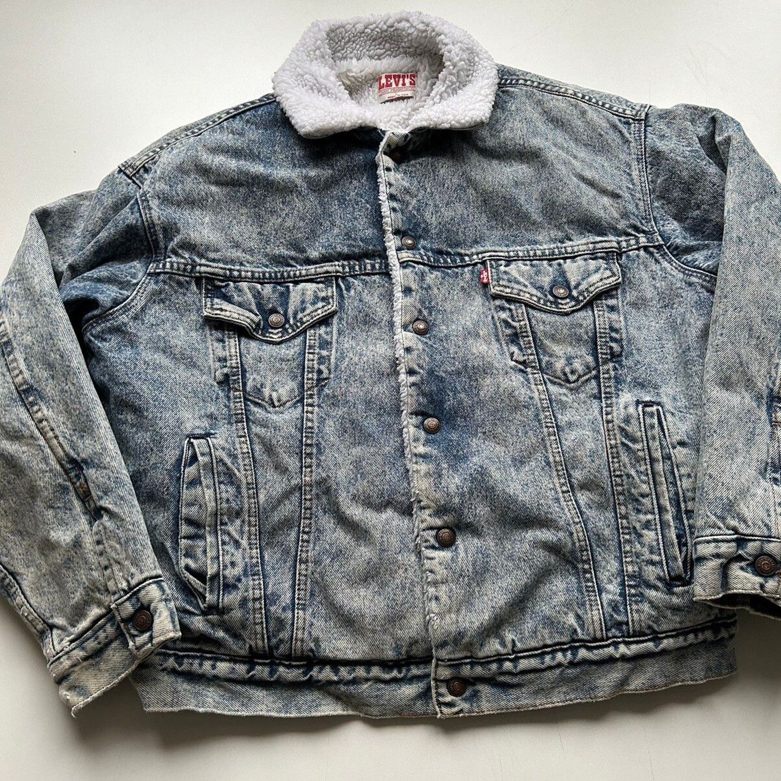 Levi's × Vintage Vintage 1990s Levi's Sherpa Lined Denim Jacket Men's Large Size US L / EU 52-54 / 3 - 2 Thumbnail