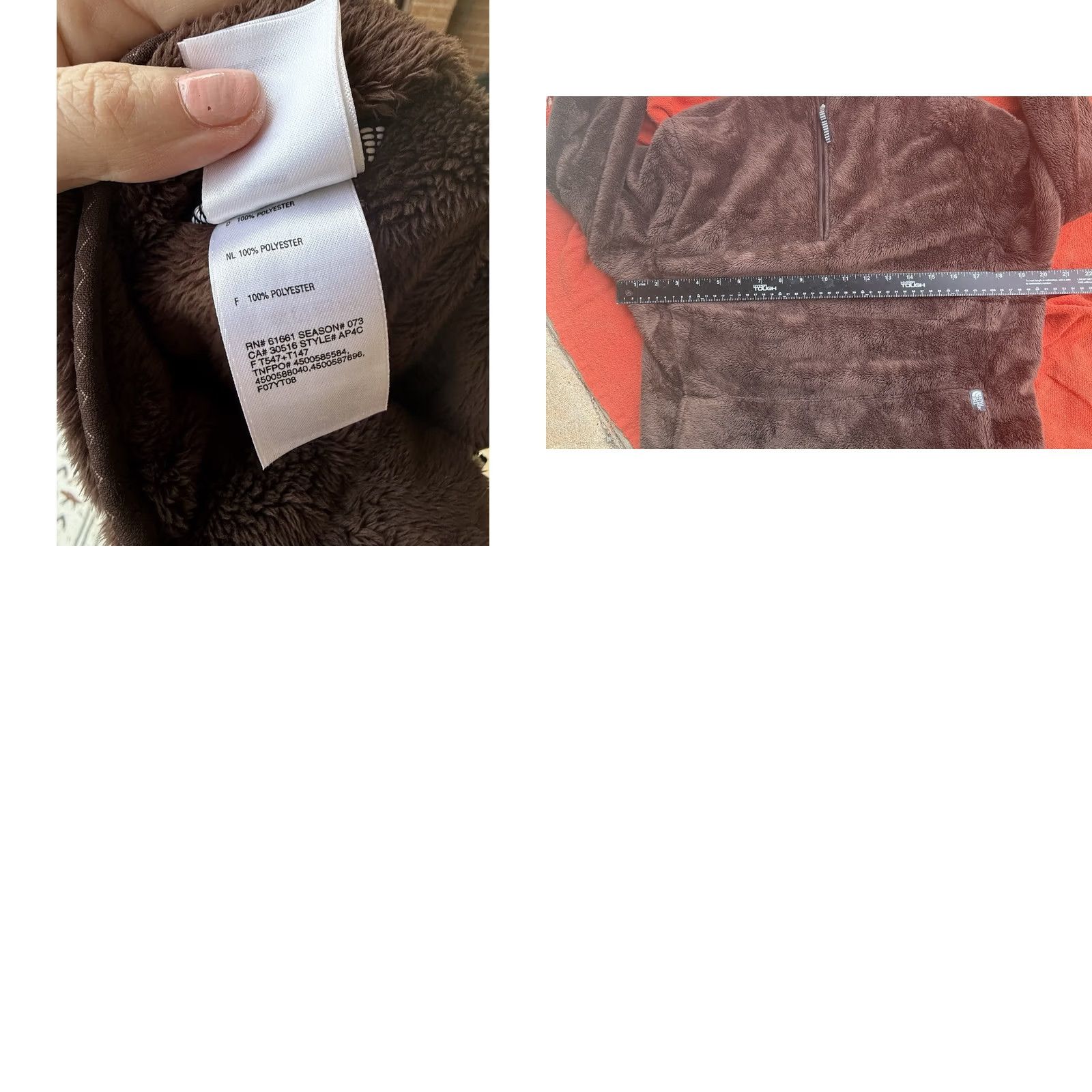 The North Face The North Face Womens Large Brown Fleece Pullover 1/4 Zip Jacket Size L / US 10 / IT 46 - 8 Thumbnail