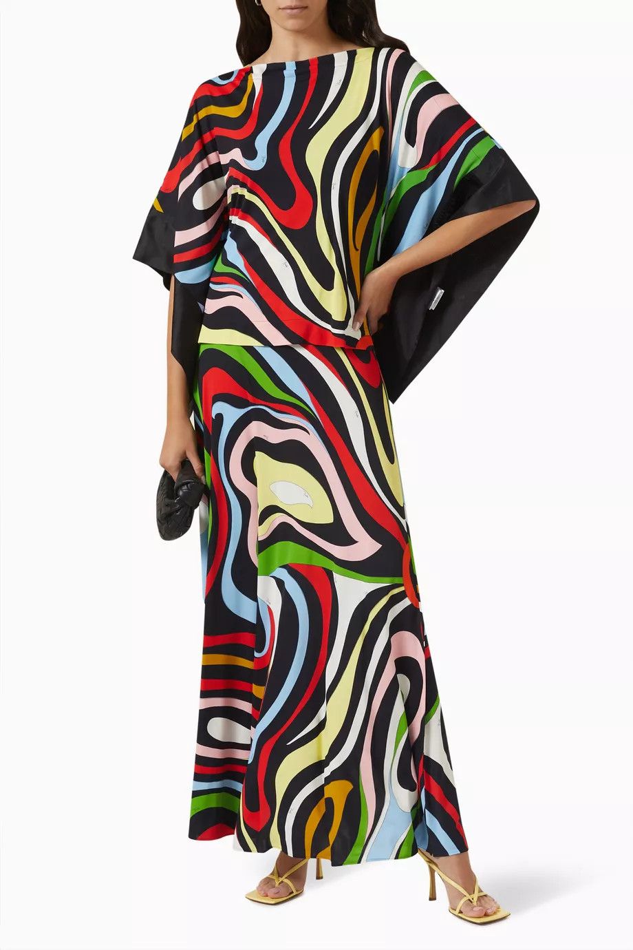 Emilio Pucci o1mle1224 Marmo Print Jersey Maxi Skirt in Multicolor Size 34" / US 12 / IT 48 - 2 Thumbnail
