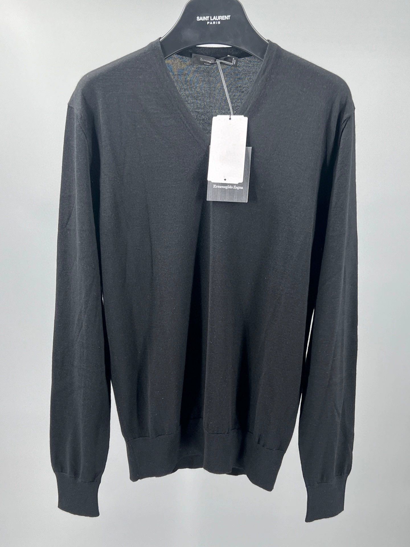 black cashmere silk blend V-neck sweater