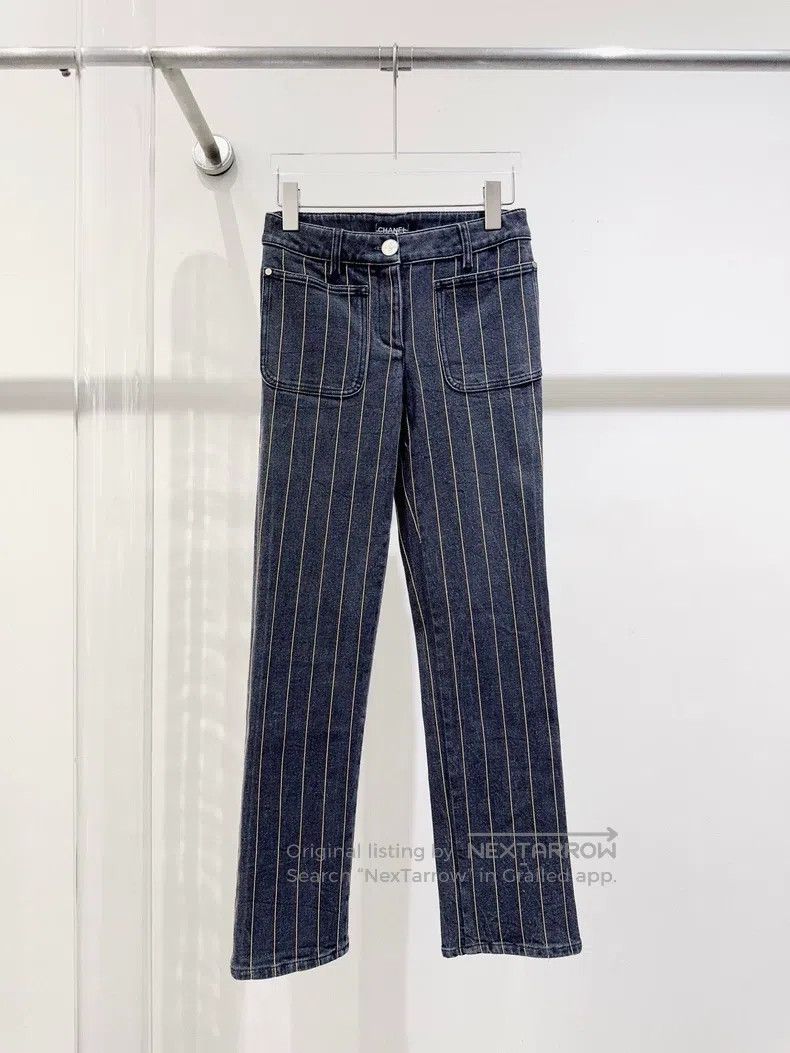 Chanel Chanel 20P black and grey chain jeans Size 42" / US 20 - 1 Thumbnail