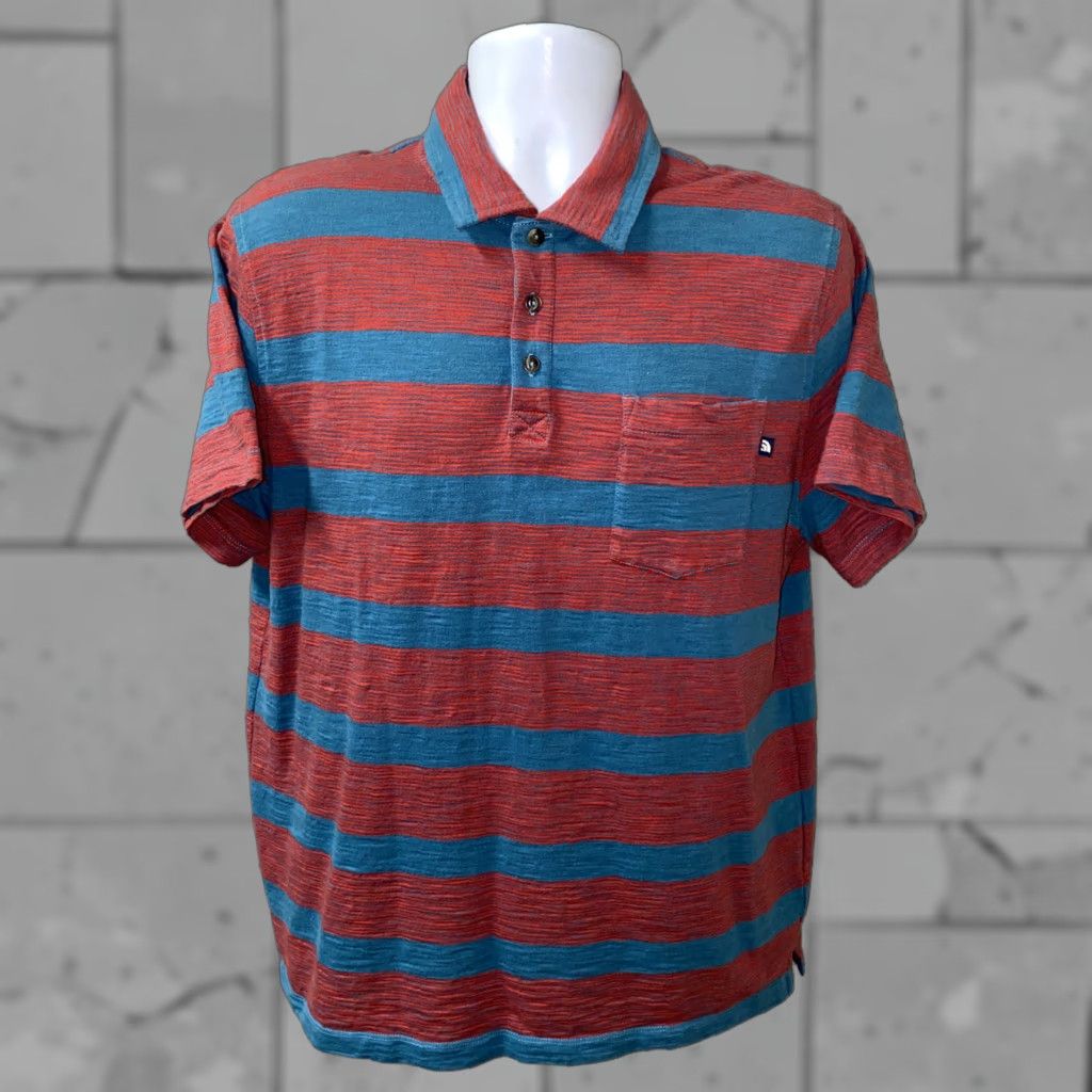 The North Face The North Face Polo Shirt Golf Short Sleeve Mens Size L Red/Blue Striped Polo Shirt - Men’s Regular Fit Size US L / EU 52-54 / 3 - 1 Thumbnail