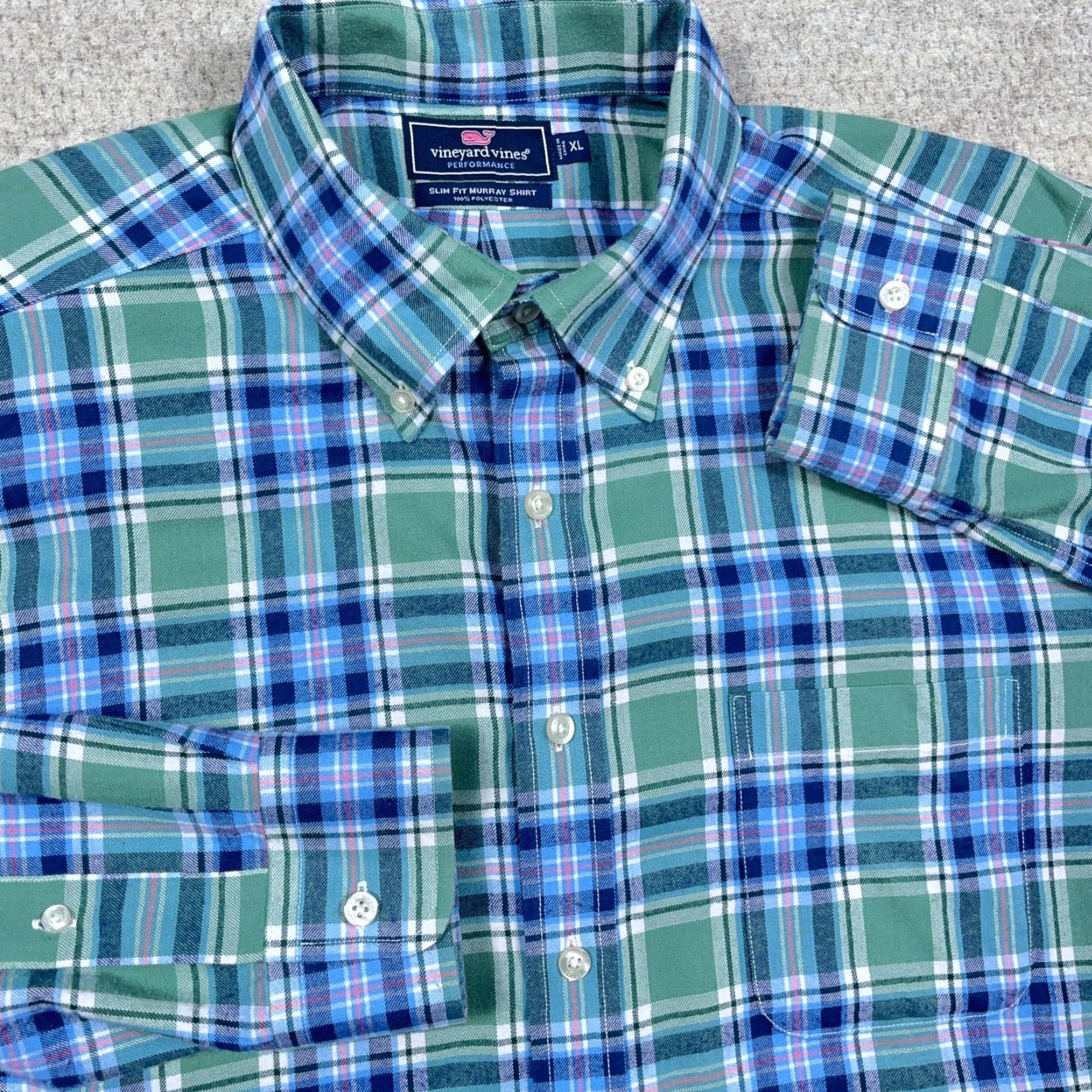 Vineyard Vines Vineyard Vines Flannel Shirt Men XL Green Blue Slim Fit Murray Performance Adult Shirt Size US XL / EU 56 / 4 - 2 Thumbnail