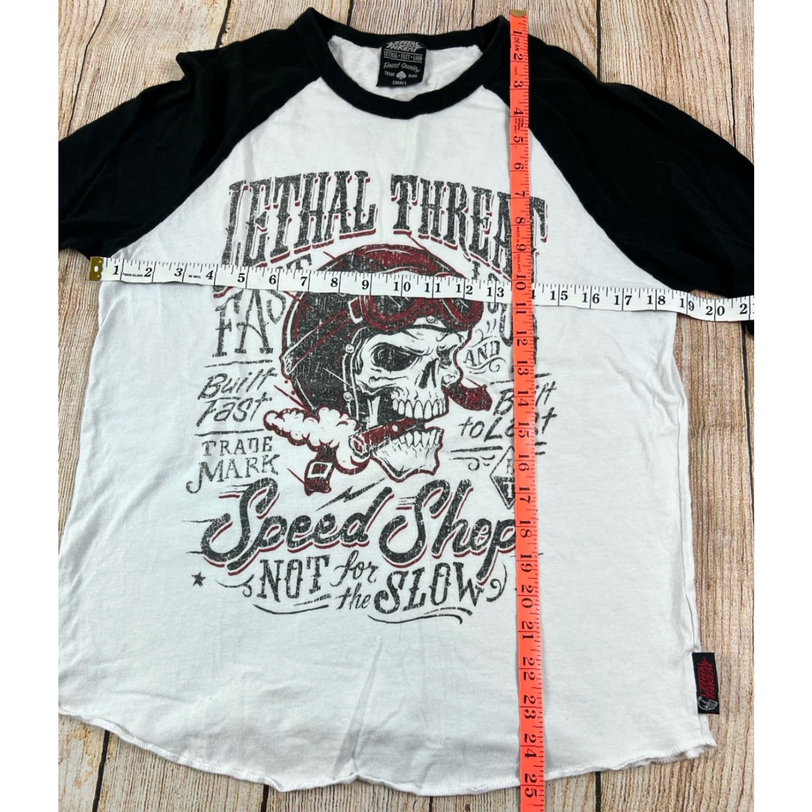 Speedo Lethal Threat T-Shirt Biker Raglan 3/4 Sleeve White S Small Mens Graphic Print Skull Speed Shop Fast Loud Skull Raglan Tee Size US S / EU 44-46 / 1 - 4 Thumbnail