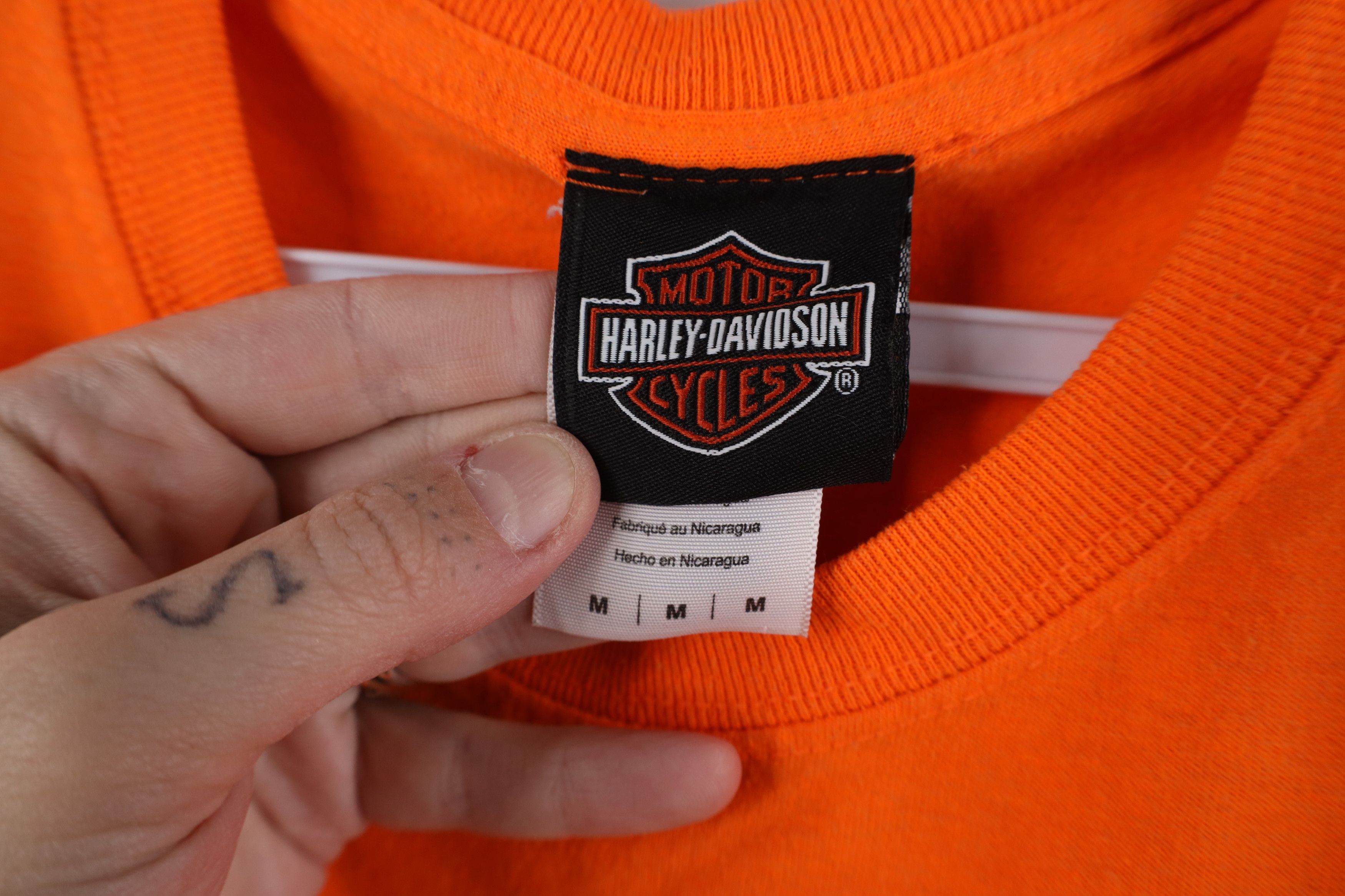 Harley Davidson × Vintage Vintage Y2K Harley Davidson Big Logo T-Shirt Blaze Orange Size US M / EU 48-50 / 2 - 9 Thumbnail