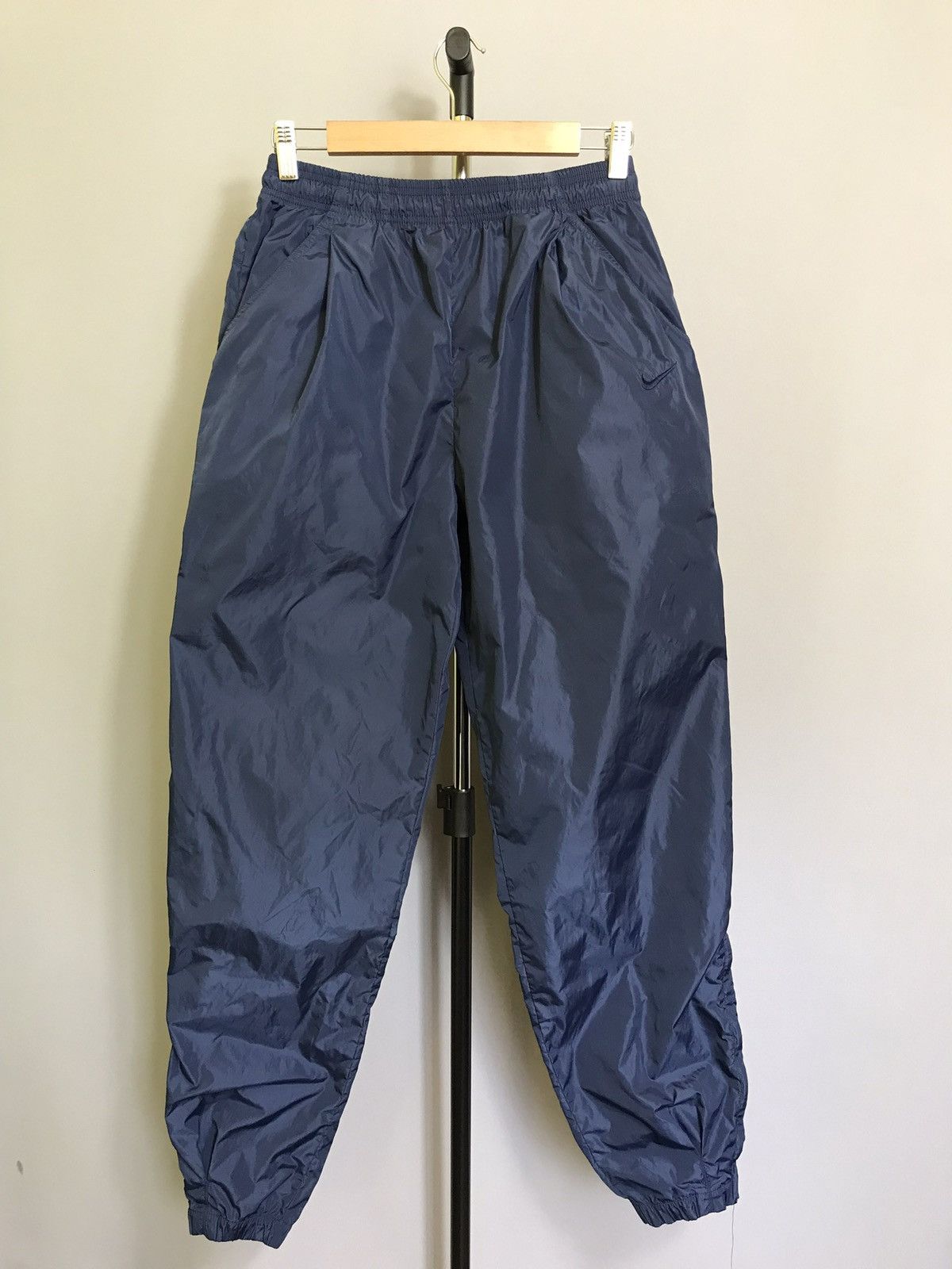 Vintage 90s Nike Mens Spell Out Cuffed Nylon Jogger Pants Blue Size US 32 / EU 48 - 1 Thumbnail