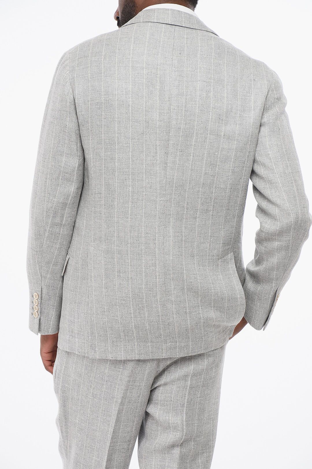 Brunello Cucinelli og1mm0725 Multipocketed Pinstriped Linen Blend Suit in Grey Size US S / EU 44-46 / 1 - 5 Thumbnail