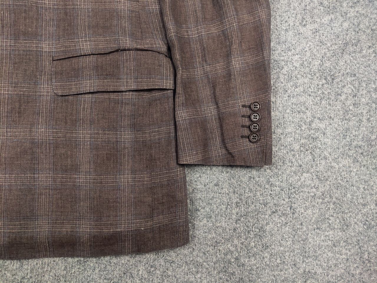 Canali Canali Italy 13290 Linen Blend Check Classic Blazer Jacket Size US L / EU 52-54 / 3 - 6 Thumbnail