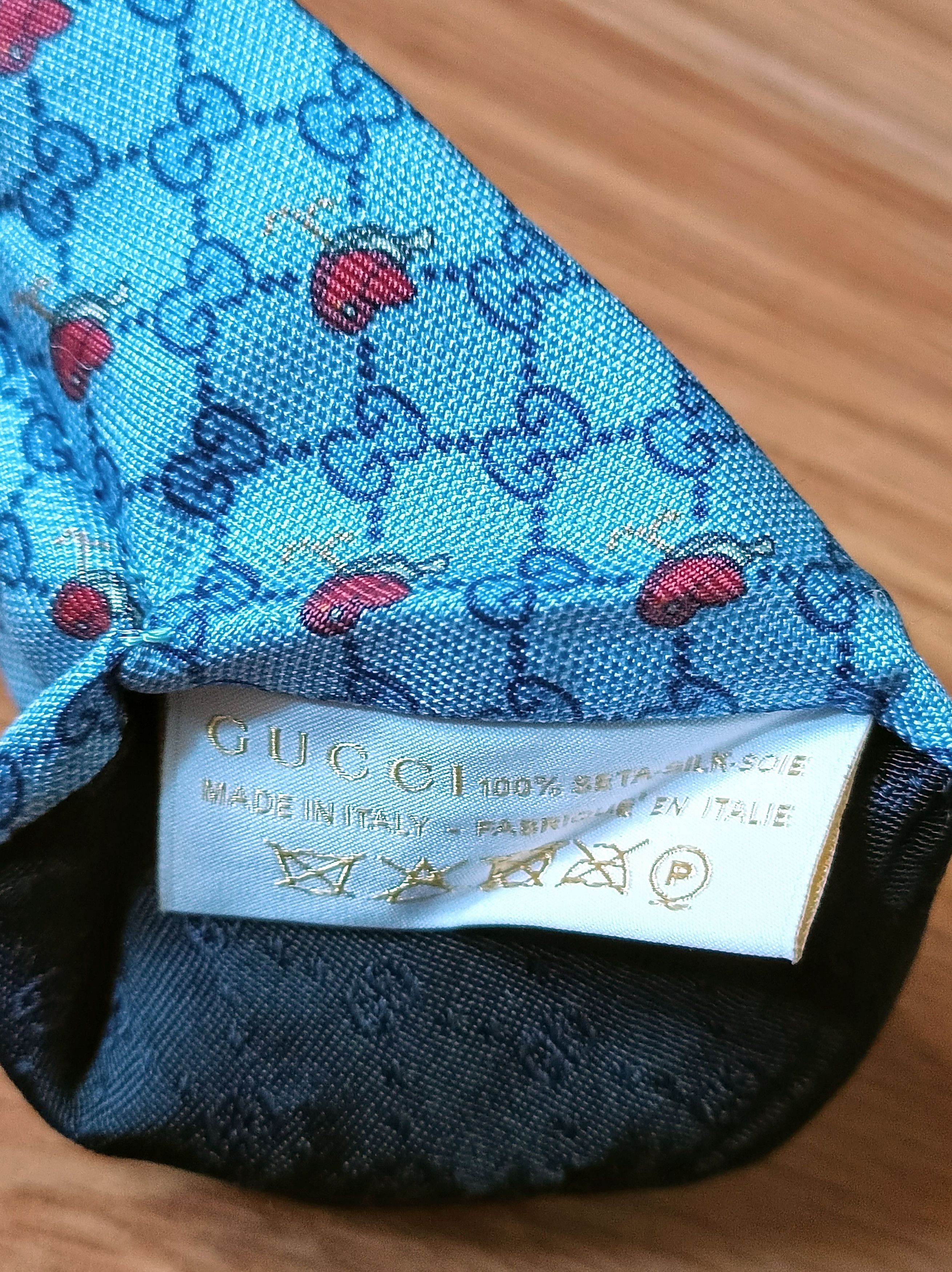 Gucci Gucci GG Pattern Rare Blue Slim Silk Mens Tie Size ONE SIZE - 10 Thumbnail