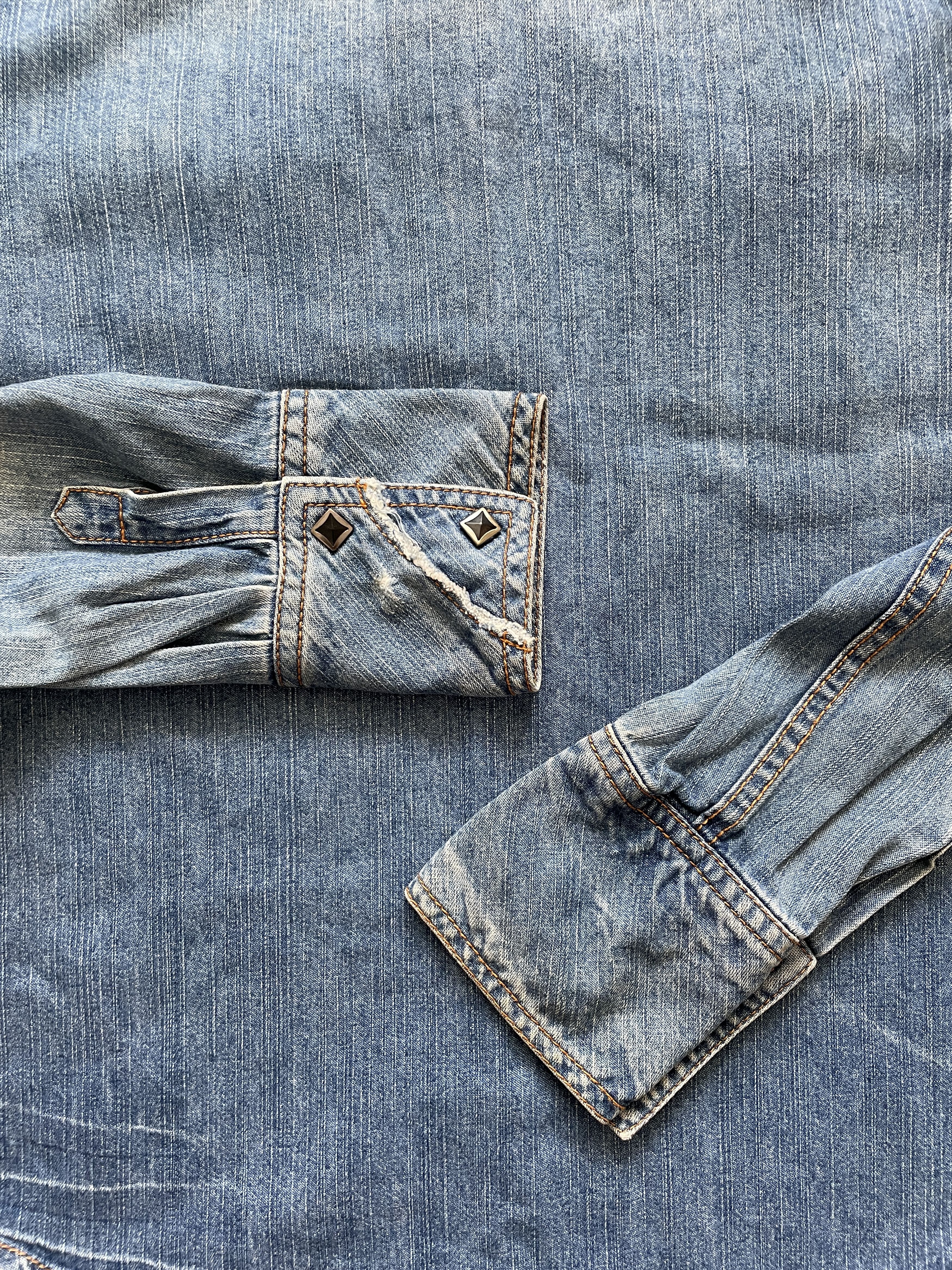 JACKROSE Jack Rose Classic Distressed Western Cowboy Denim Shirt Size US M / EU 48-50 / 2 - 12 Thumbnail