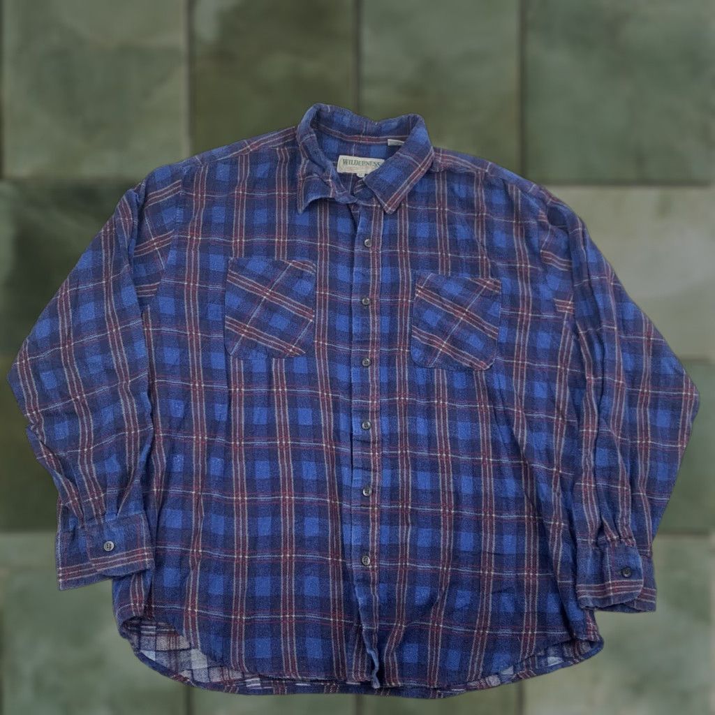 Vintage VINTAGE Wilderness Button-Down Shirt Adult XL Blue Plaid 90s Outdoors Shirt Size US XL / EU 56 / 4 - 1 Thumbnail