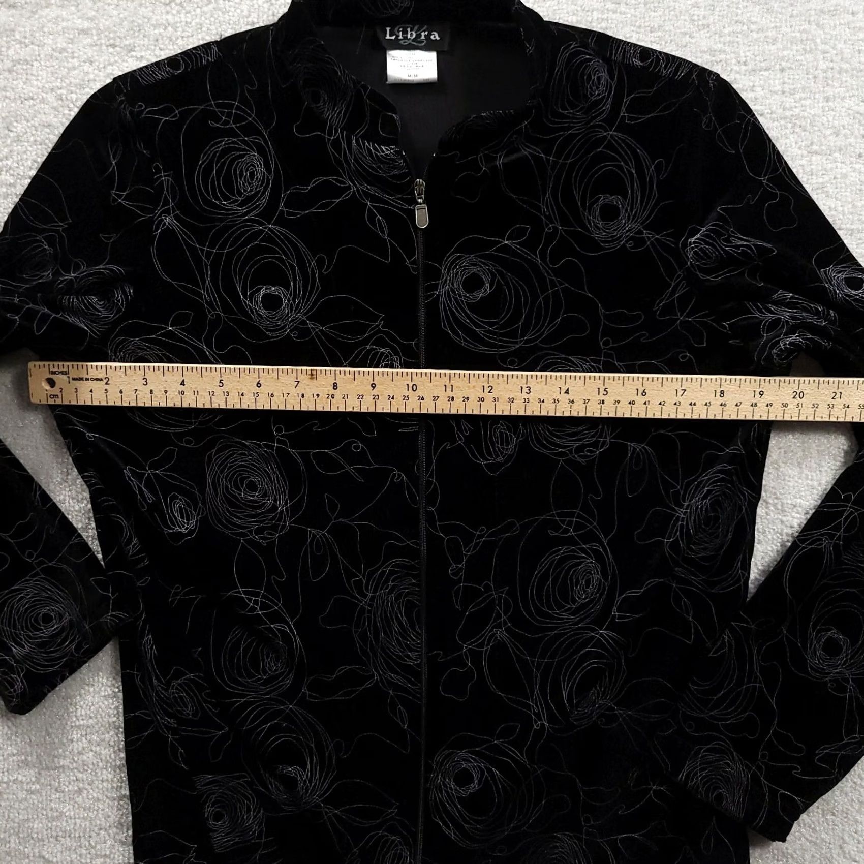 Velvet Libra Sweater Full Zip Woman Velvet Floral Black Medium Women's Knit Shirt Jacket Modern Elegant City Floral Party/Cocktail Size M / US 6-8 / IT 42-44 - 3 Thumbnail