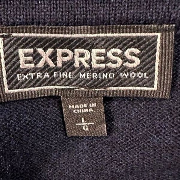 Express Express Merino Wool Sweater Mens Large Blue Crewneck Pullover Long Sleeve Casual Size US L / EU 52-54 / 3 - 4 Thumbnail