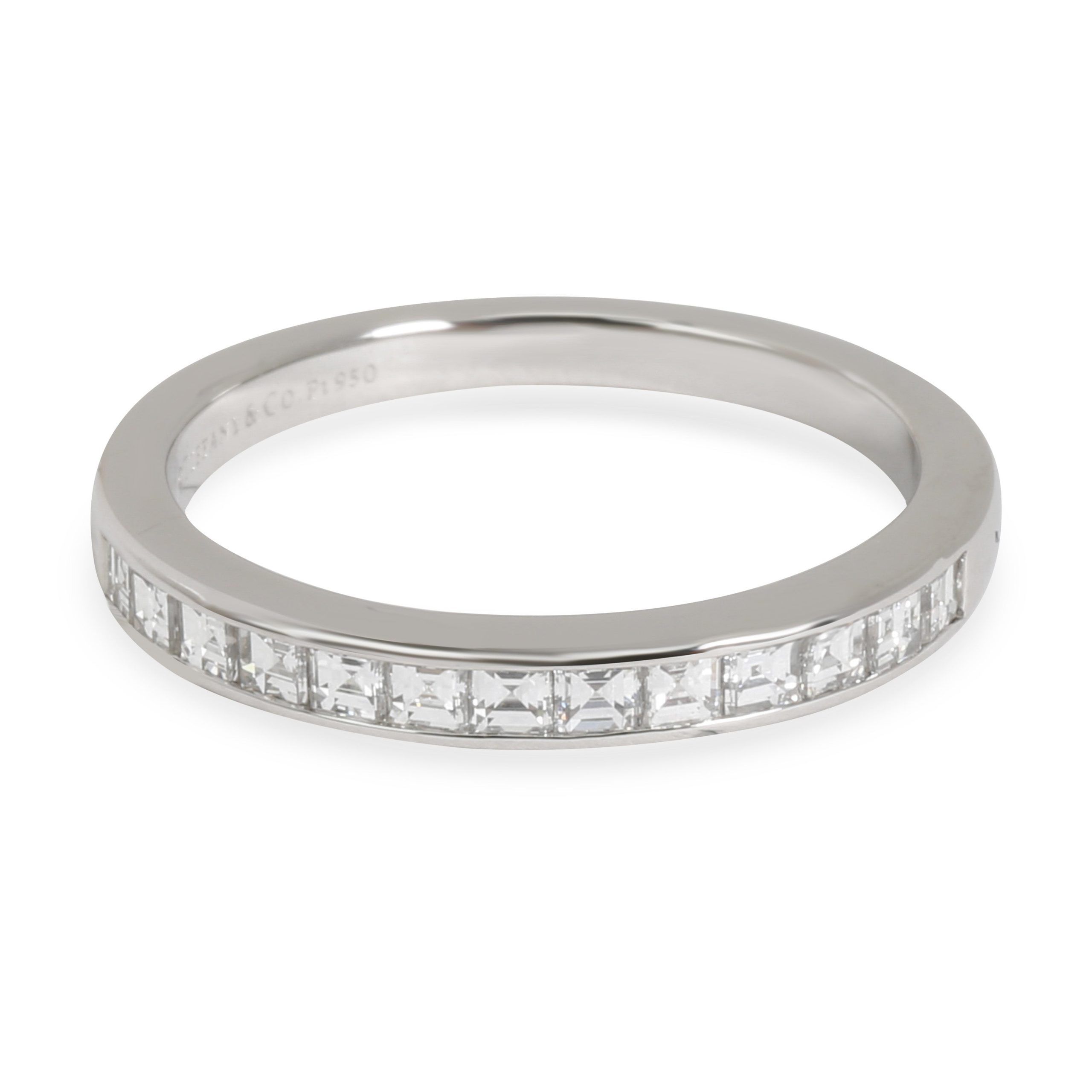 image of Tiffany Co Tiffany & Co. Channel Asscher Diamond Wedding Band In Platinum 0.36 Ctw in Silver, Women