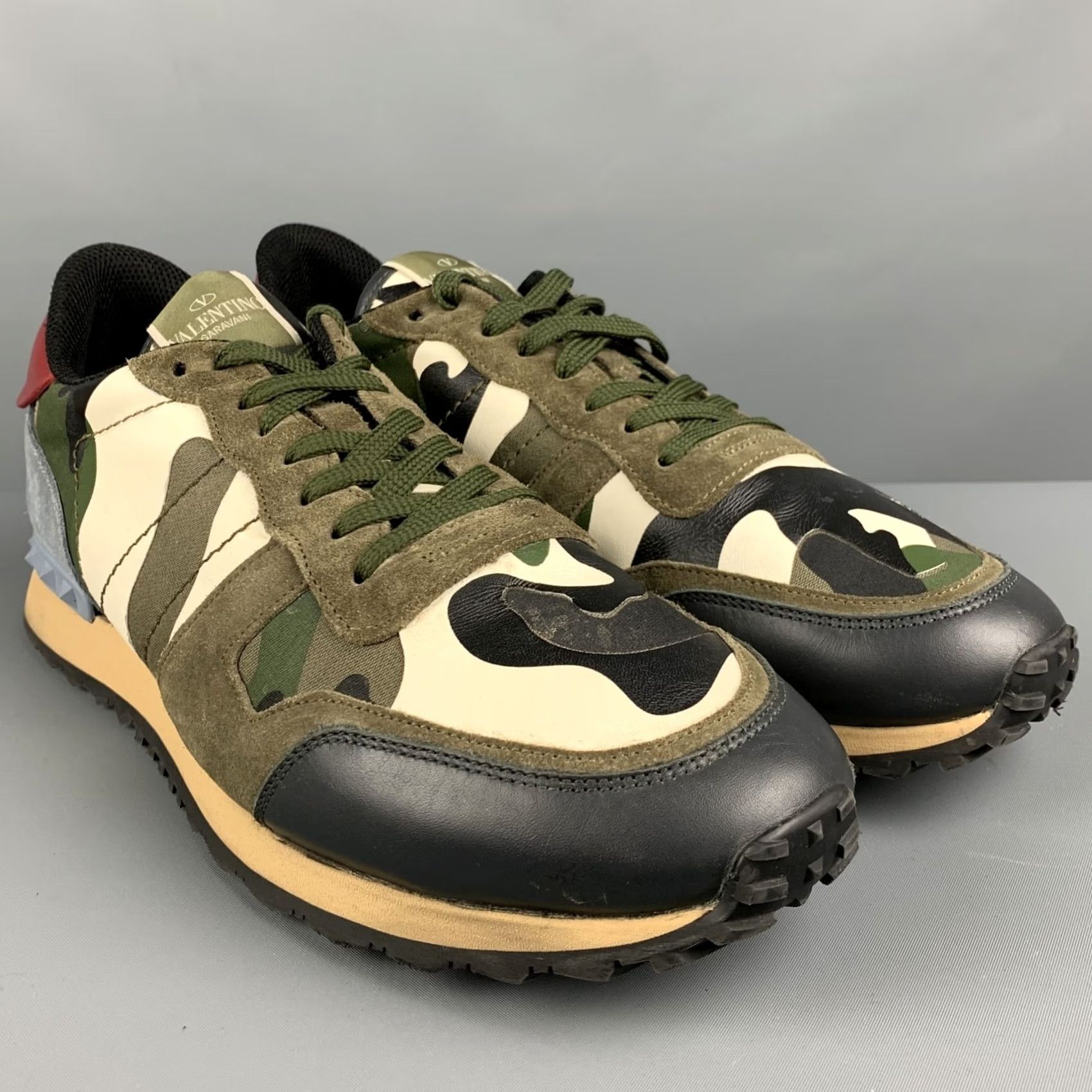Valentino VALENTINO Size 12 Multi-Color Olive Camo Leather Low Top Sneakers Mens Shoes Size US L / EU 52-54 / 3 - 2 Thumbnail