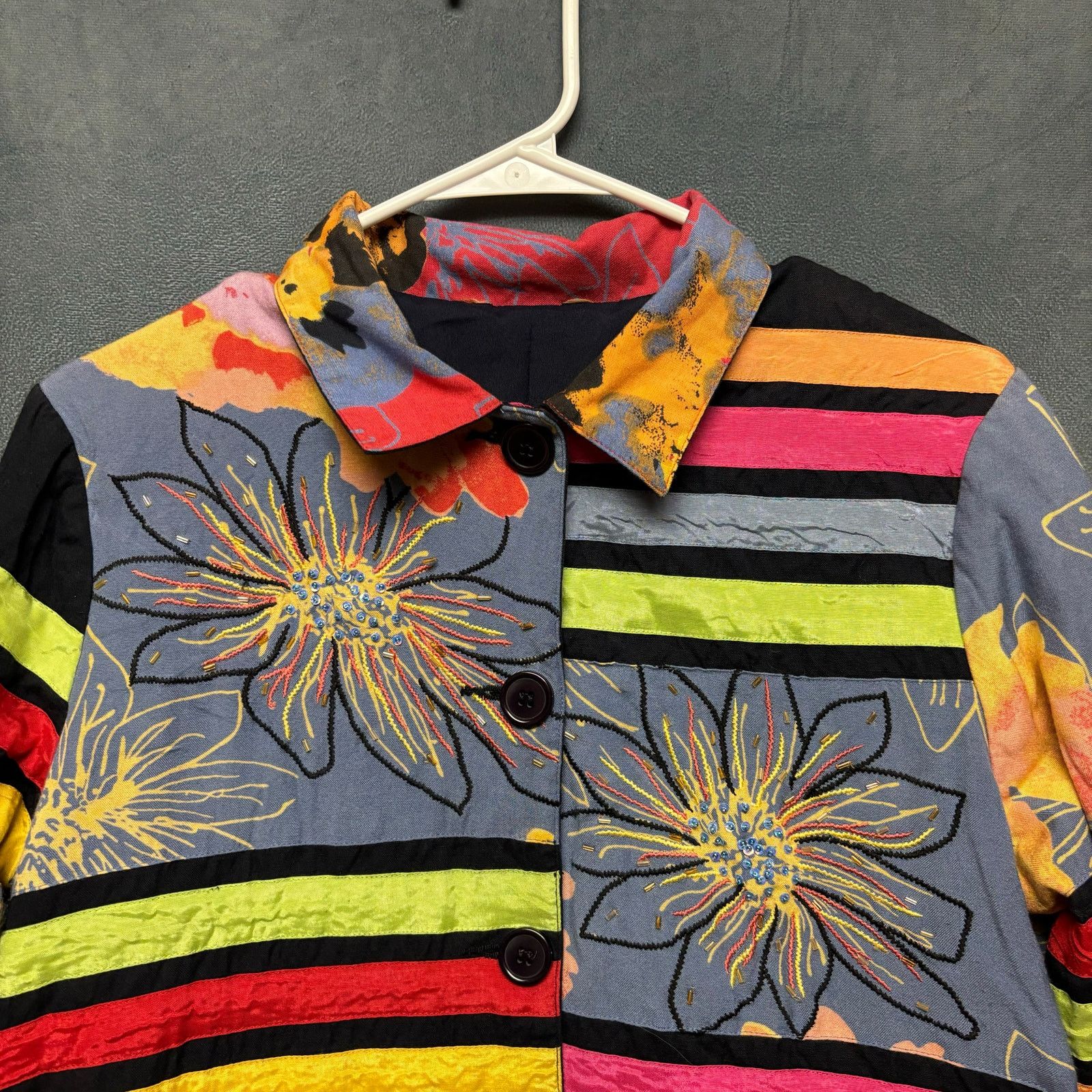 Other Art To Wear Blazer Patchwork Floral Boho Multicolor Boho Size M / US 6-8 / IT 42-44 - 8 Thumbnail