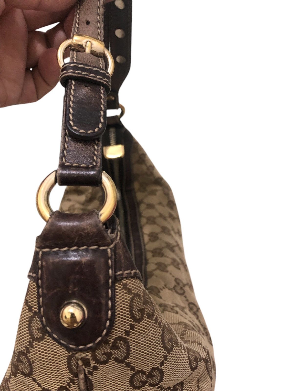 Gucci Gucci Monogram Biba Hobo Dark Brown Shoulder Bag Size ONE SIZE - 13 Thumbnail