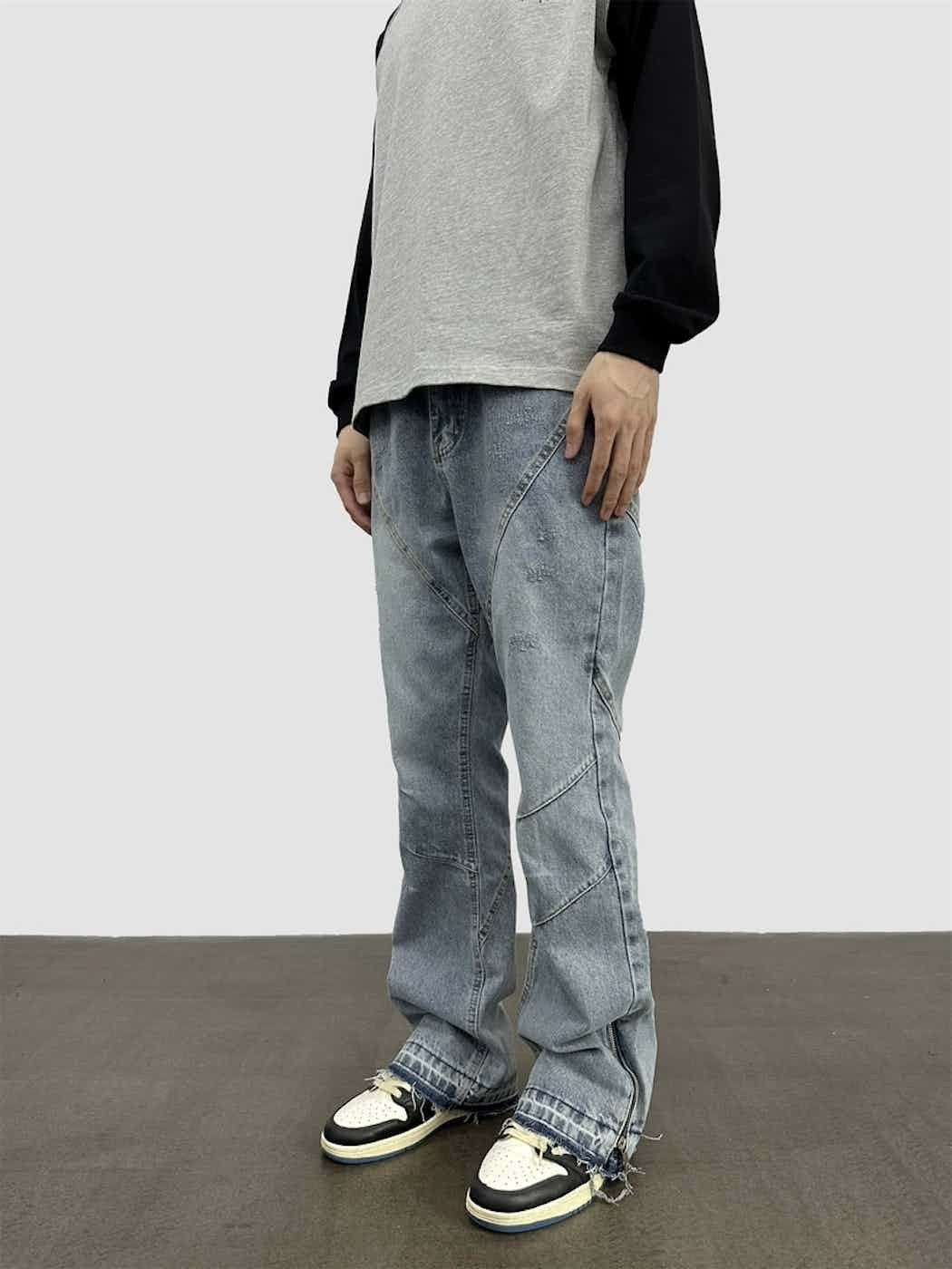 denim damaged utility skate hiphop jeans