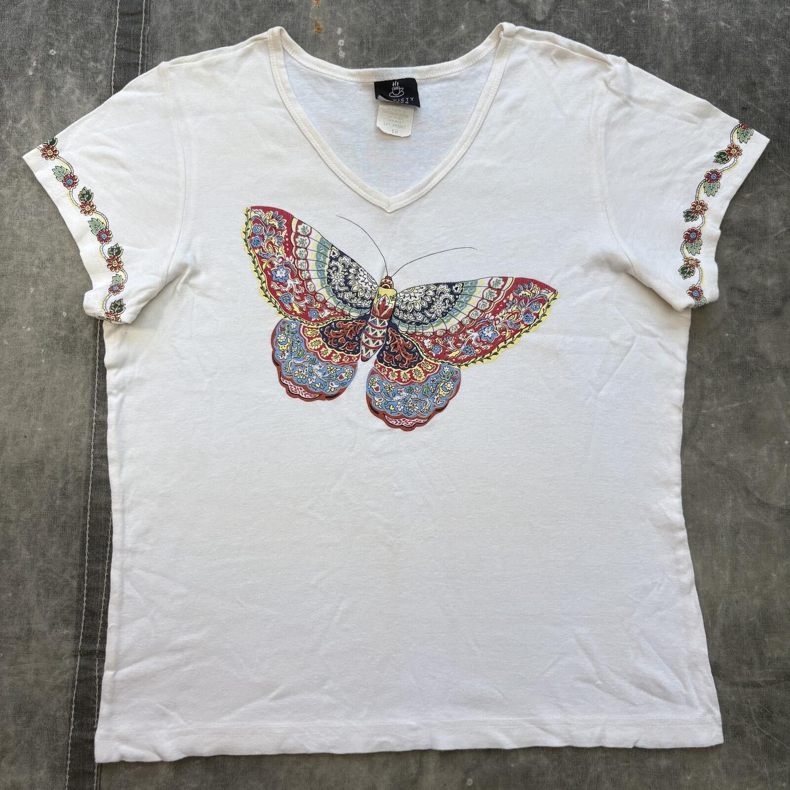 Vintage Vintage 90s Floral Butterfly Cute Cottage Indie Fairy Shirt Size XL / US 12-14 / IT 48-50 - 1 Thumbnail