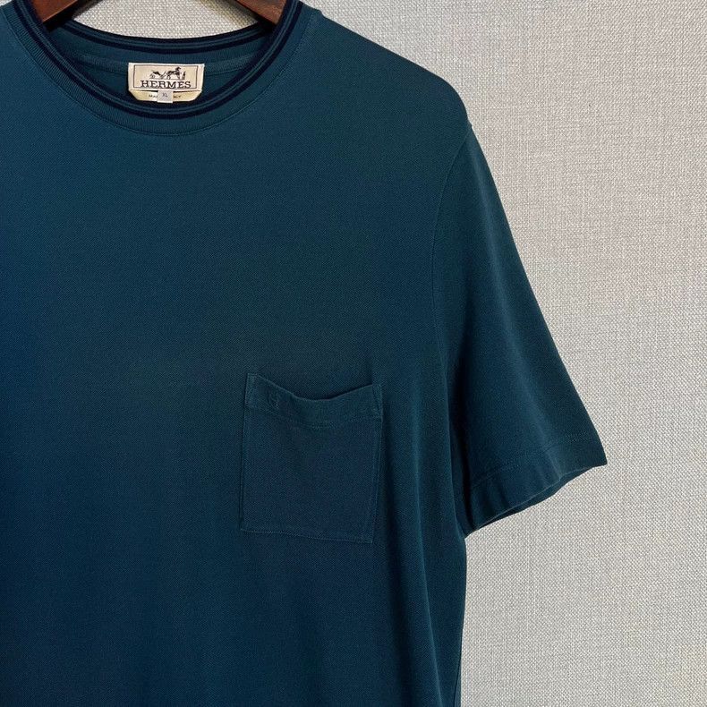 Hermes Hermes Blue Pocket TShirt with Logo-2506 Size US XL / EU 56 / 4 - 3 Thumbnail