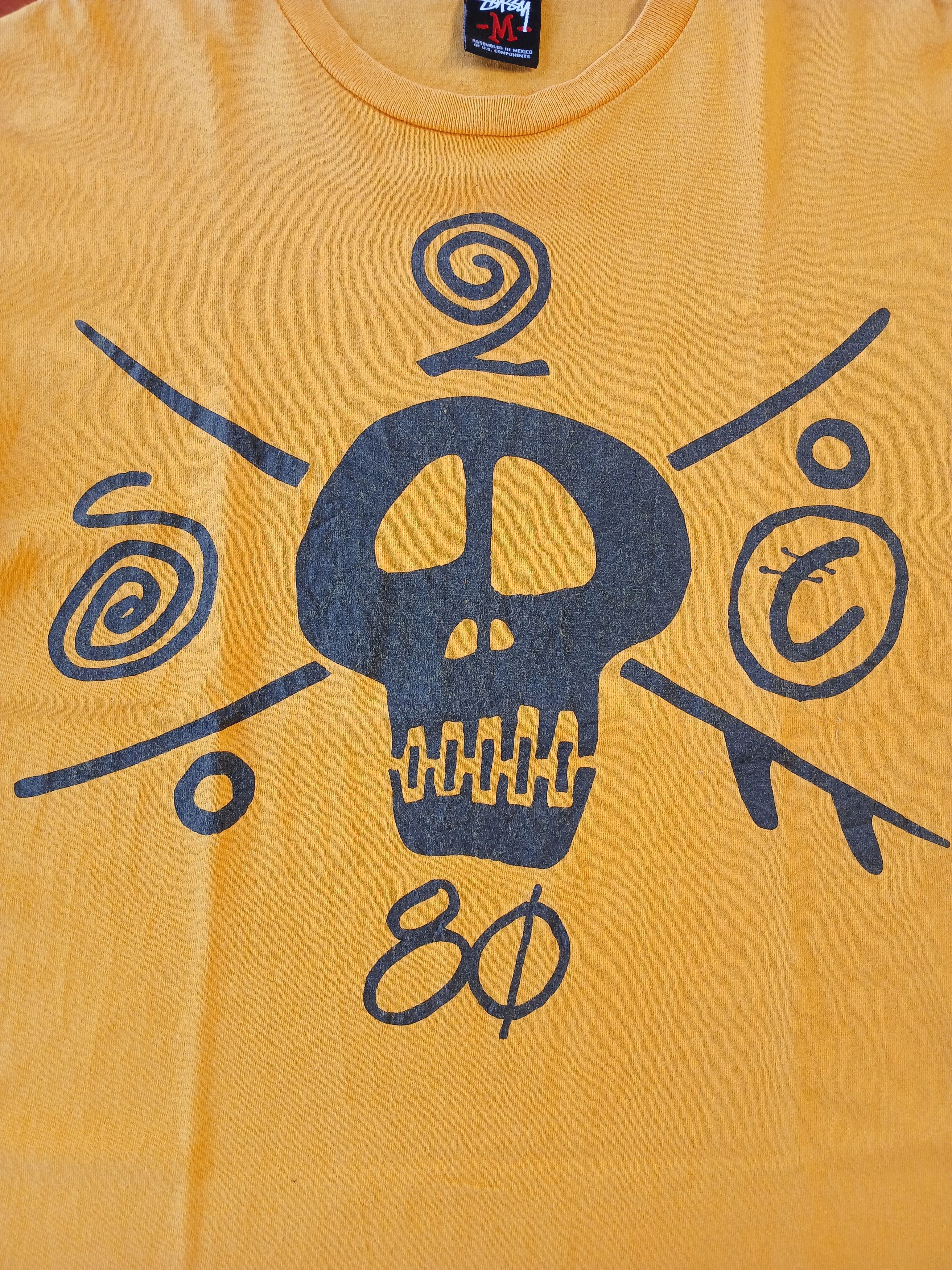 Stussy × Vintage Stussy Skull Sneaker Lace World Tour Yellow Tshirt Size US M / EU 48-50 / 2 - 2 Thumbnail