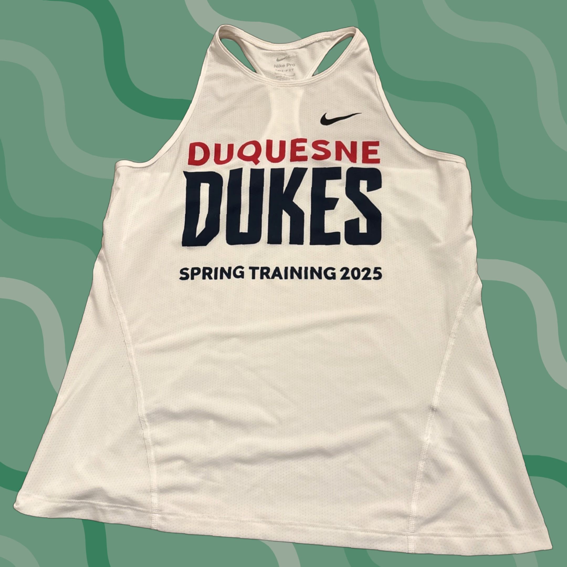 Nike NIKE PRO Duquesne Dukes White Tank Top Womens Activewear Size L Razor Back 2025 Size L / US 10 / IT 46 - 1 Thumbnail