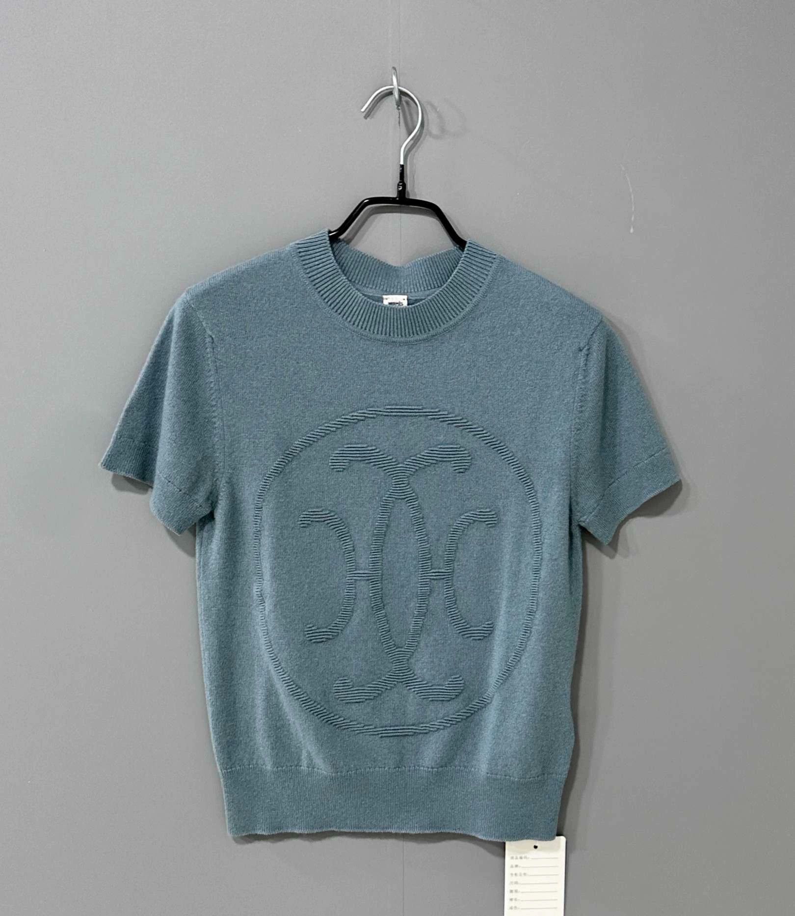 Hermes HERMES Logo Cashmere Knit Short Sleeve - dmc Size US S / EU 44-46 / 1 - 1 Thumbnail
